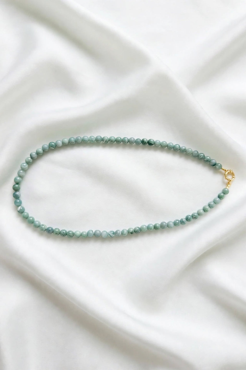Ice Cloud Blue Water Jade Beaded Necklace