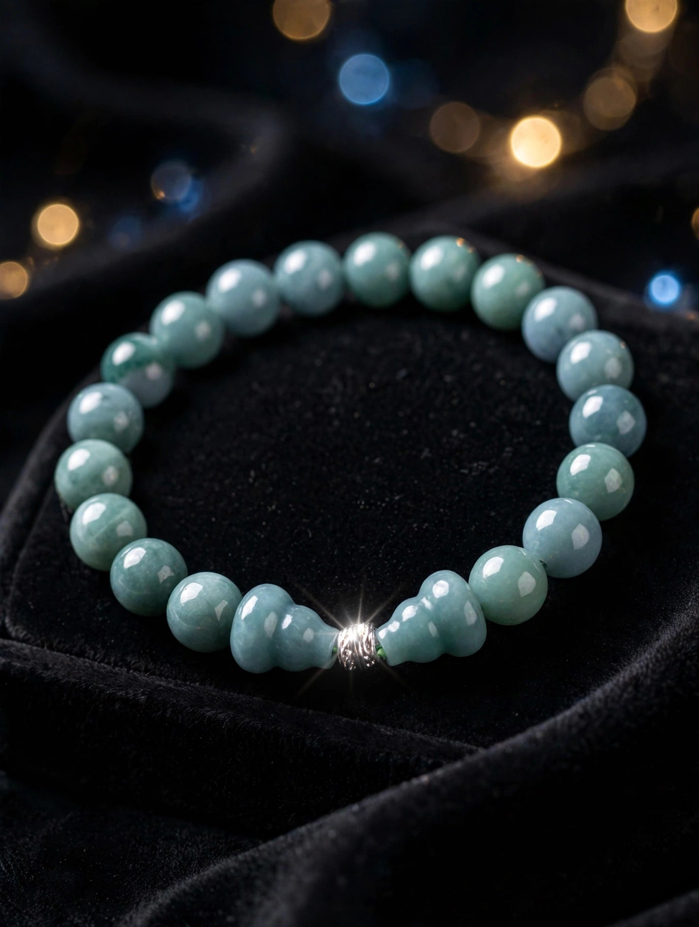 Tranquil Elegance: Blue Water Jade & Silver Accent Bracelet