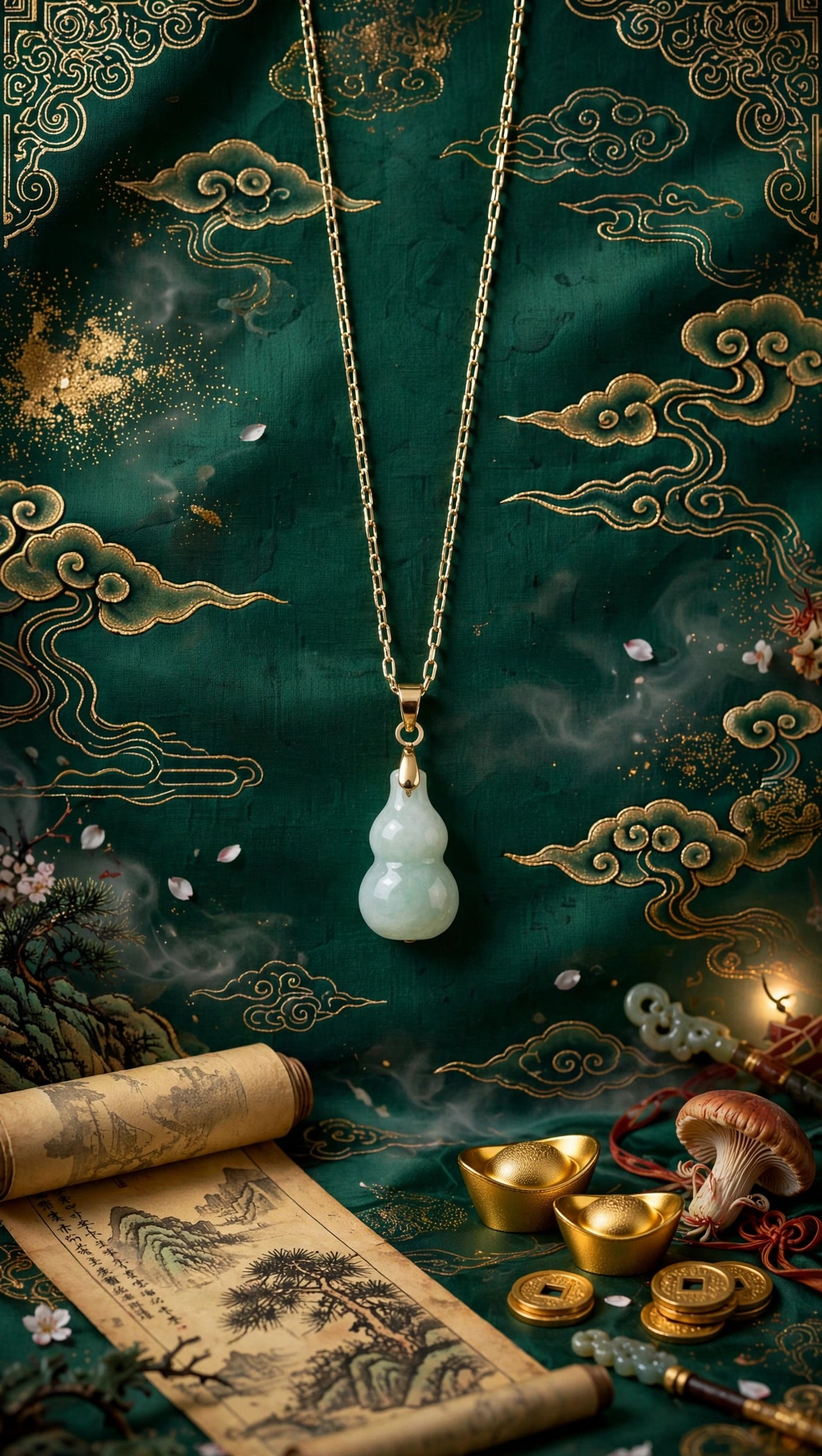 Burmese Jadeite Hulu Pendant Necklace