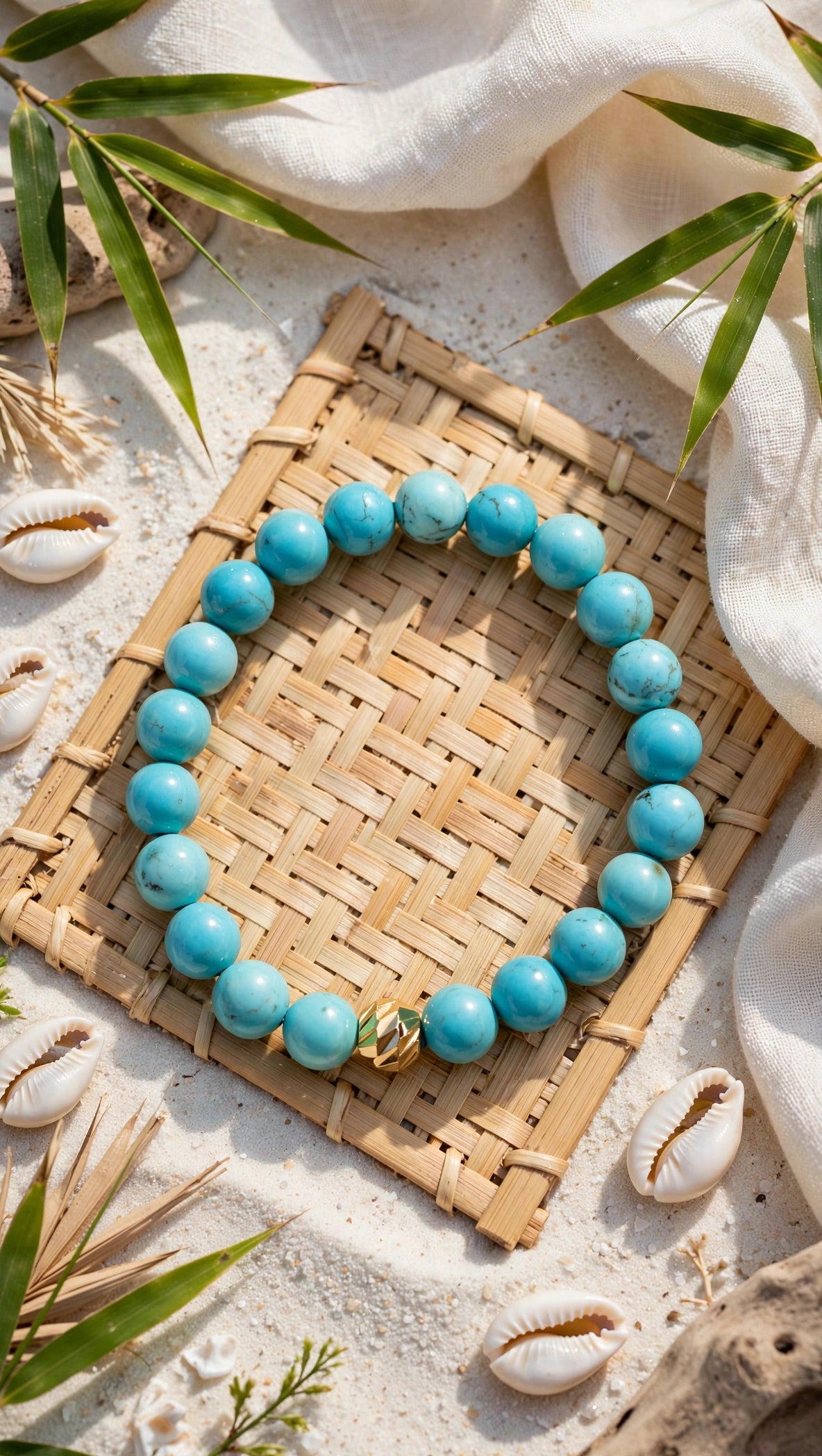 Turquoise & Gold Accent Bead Bracelet