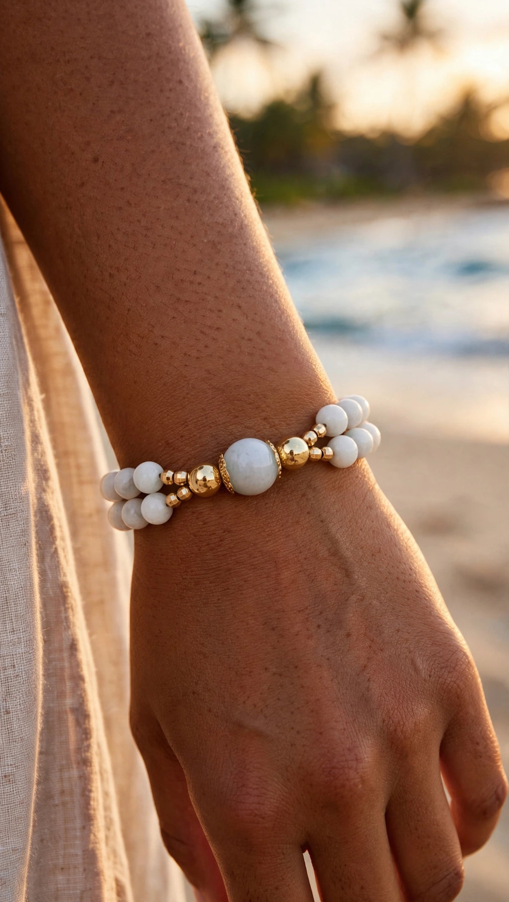 Harmonious Double Layer: Natural Burmese Jadeite Dual-Strand Accent Bracelet