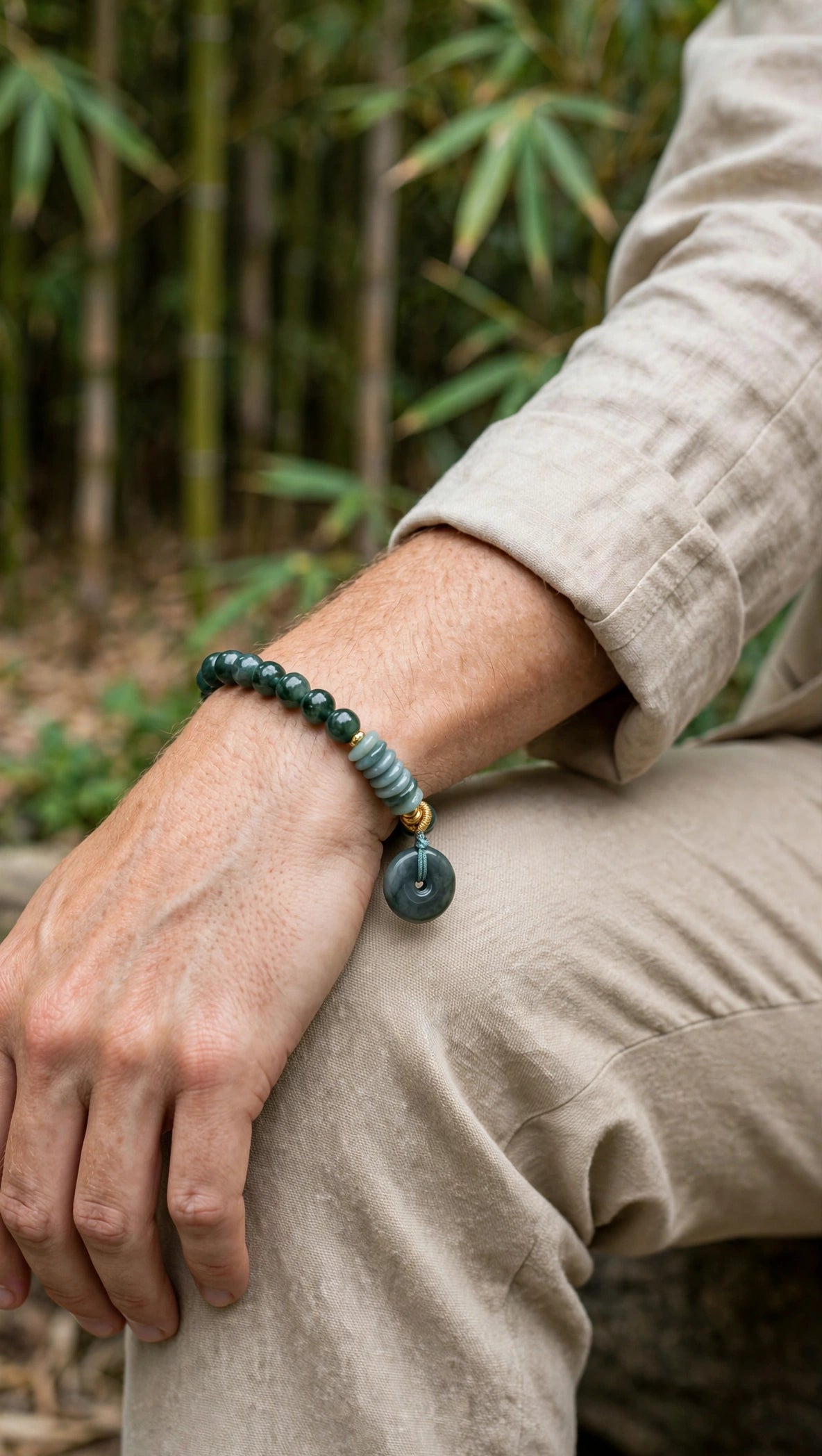 Blue Water Jade Donut & Abacus Bead Lucky Bracelet
