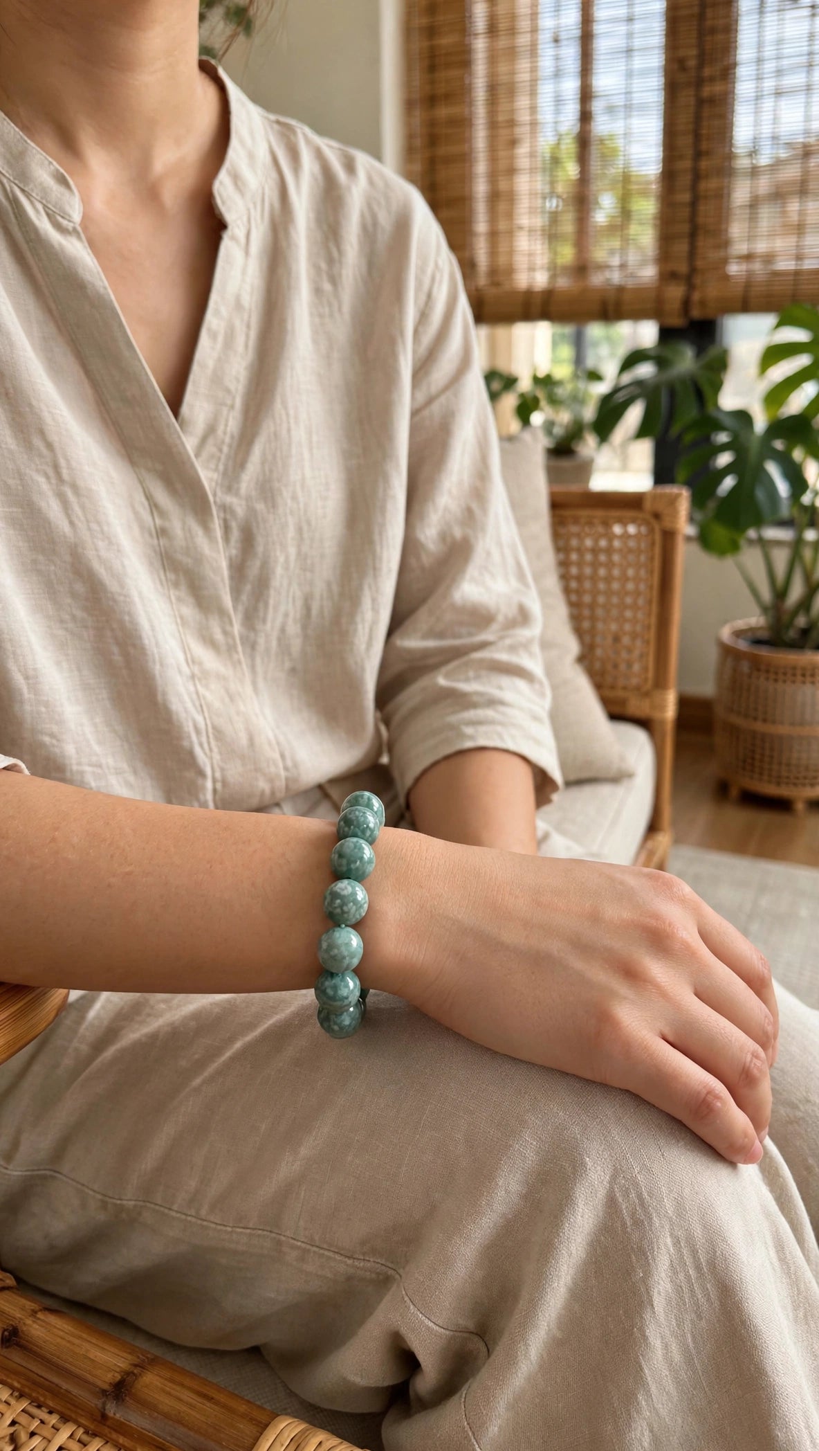 Blue Water Jade Statement Bead Bracelet (Limited Edition)