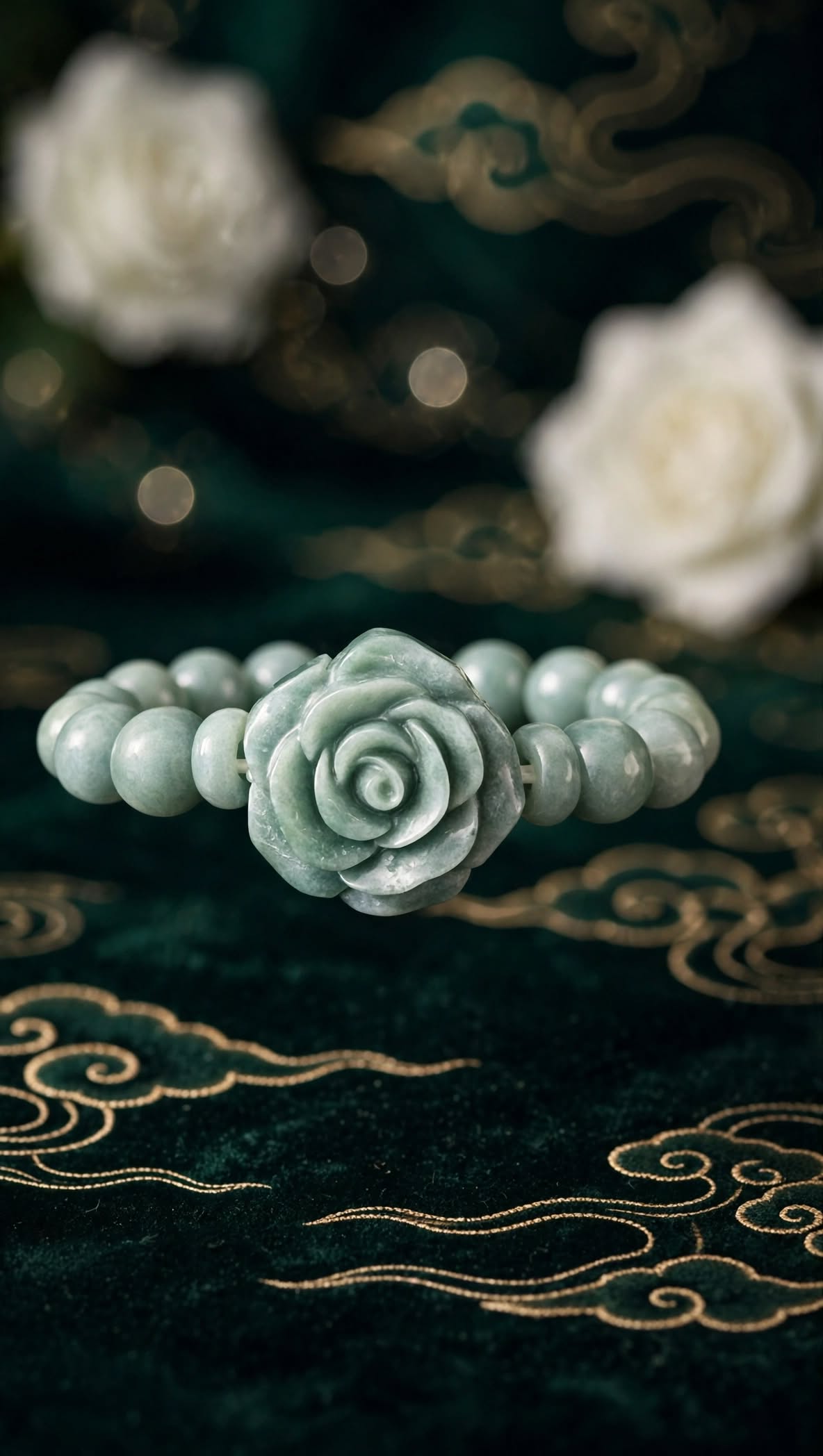 Serene Blossom Blue Water Jade Rose Bracelet