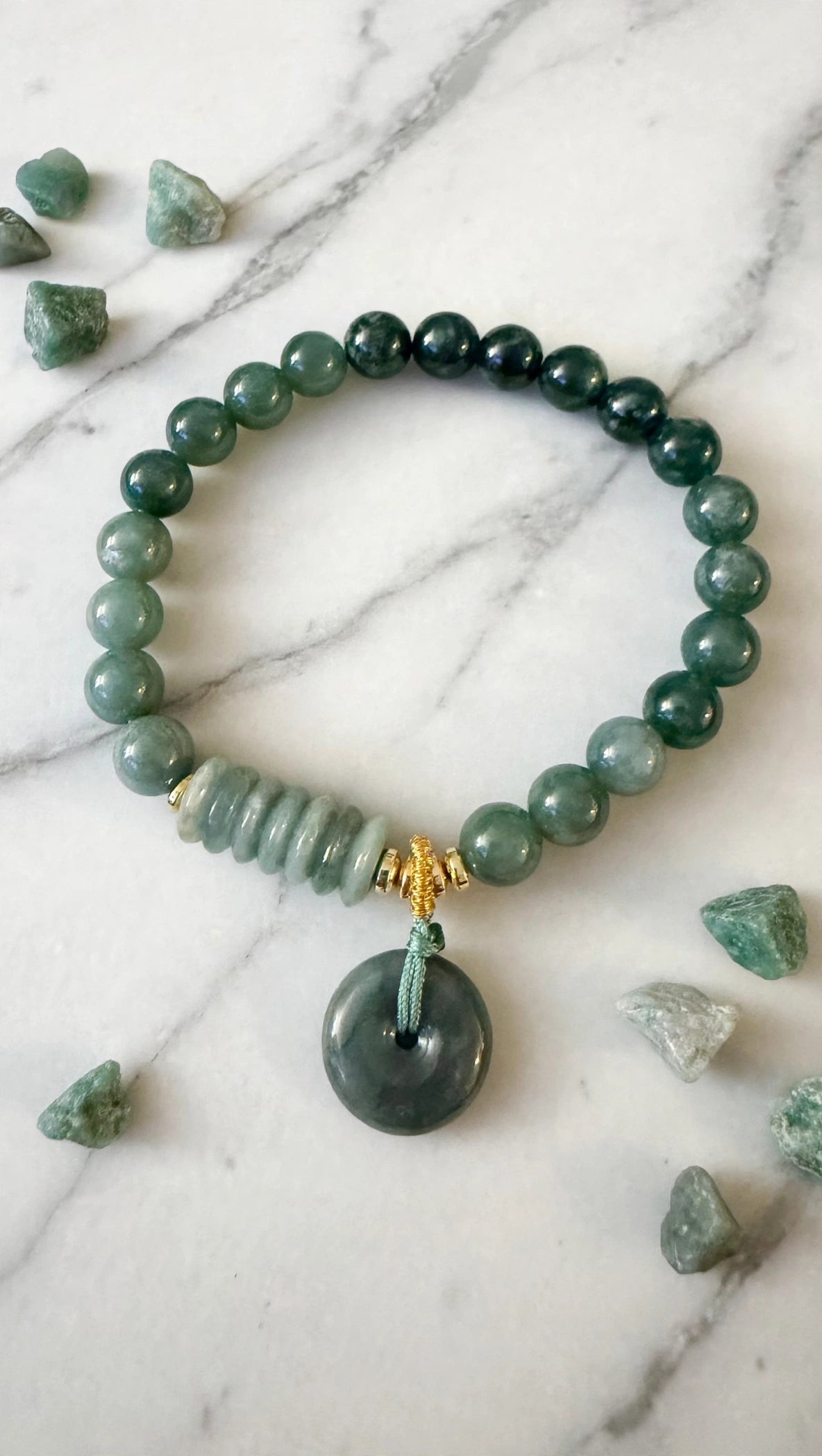 Blue Water Jade Donut & Abacus Bead Lucky Bracelet
