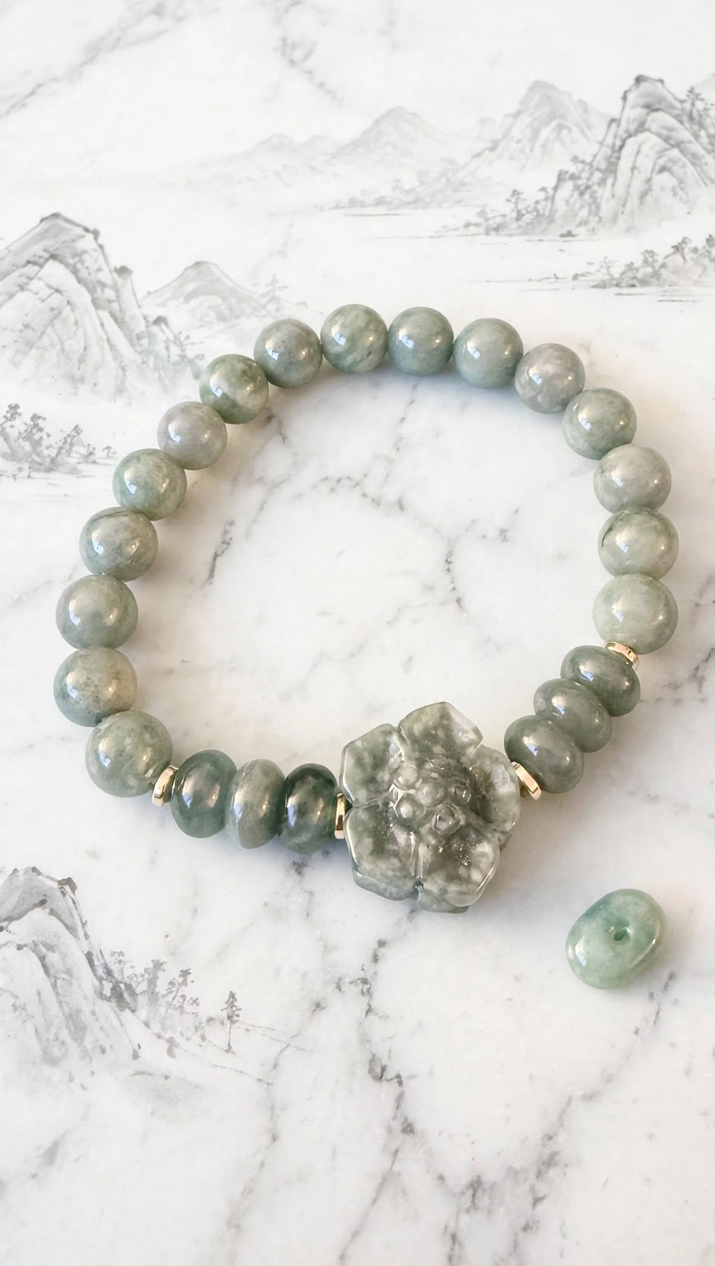 Celestial Bloom Blue Water Jade Sakura Bracelet