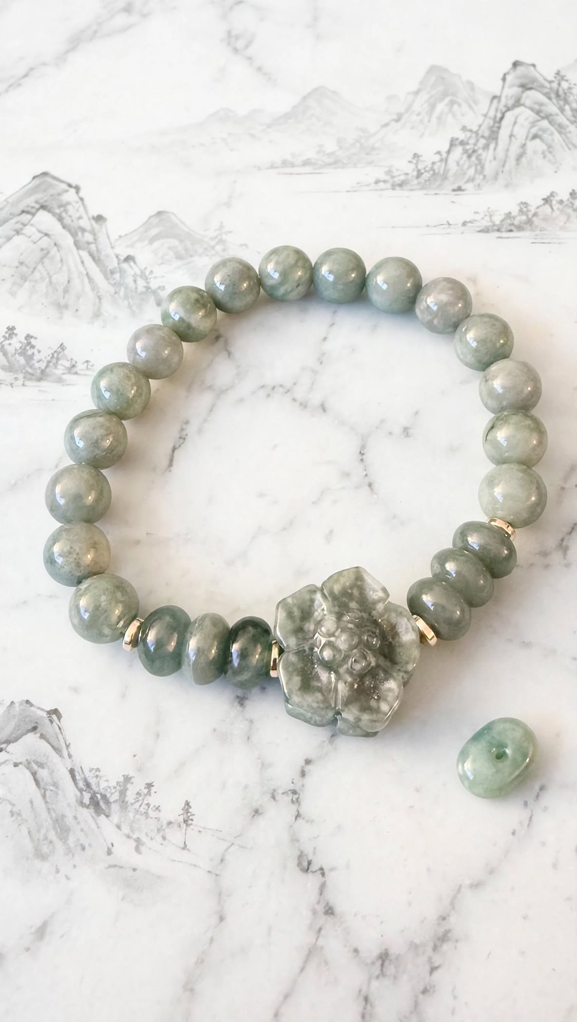Celestial Bloom Blue Water Jade Sakura Bracelet