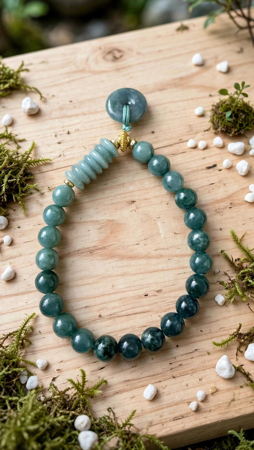 Blue Water Jade Donut & Abacus Bead Lucky Bracelet