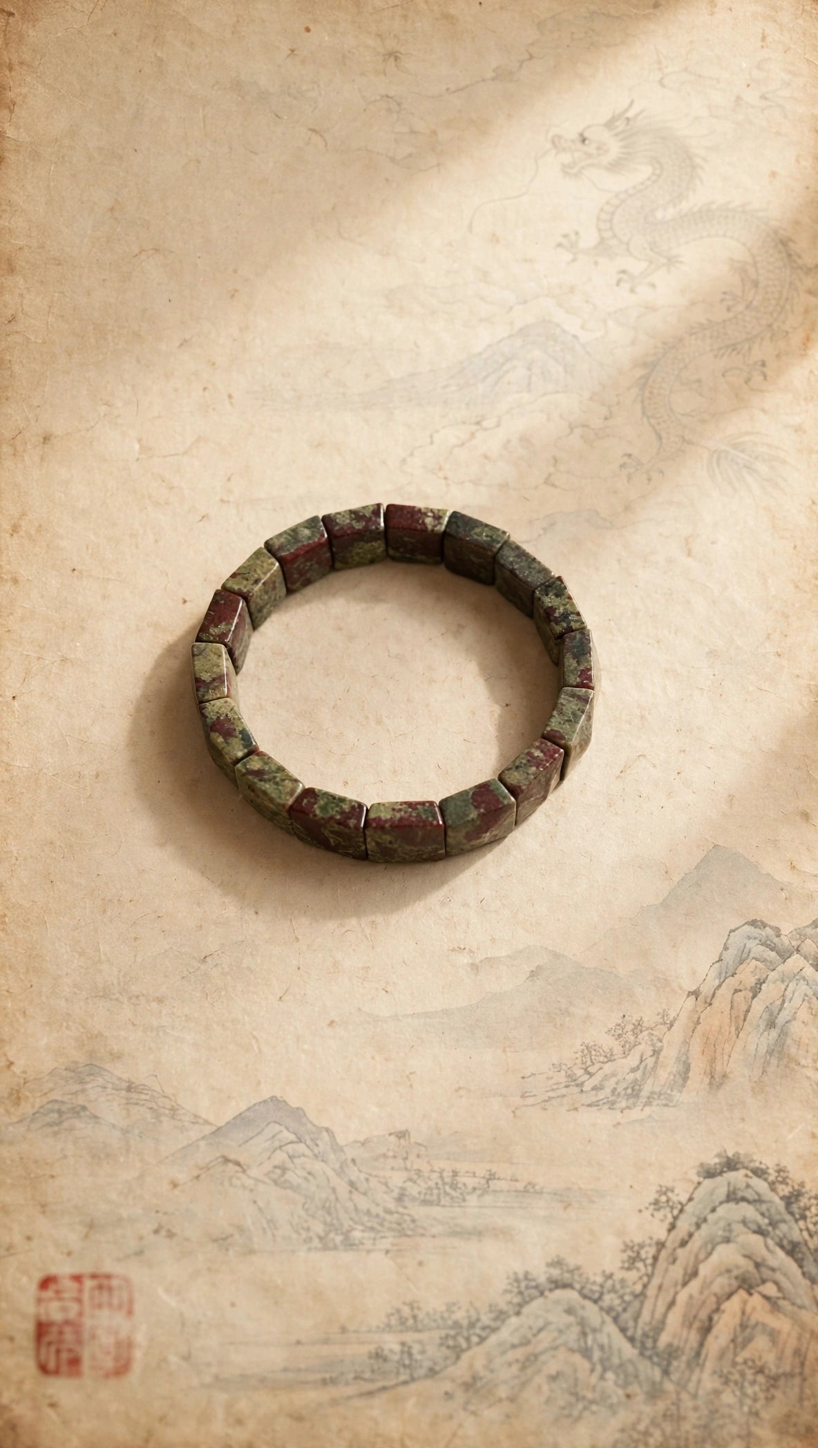 Primal Power: Natural Dragon's Blood Jasper Square Faceted Bangle