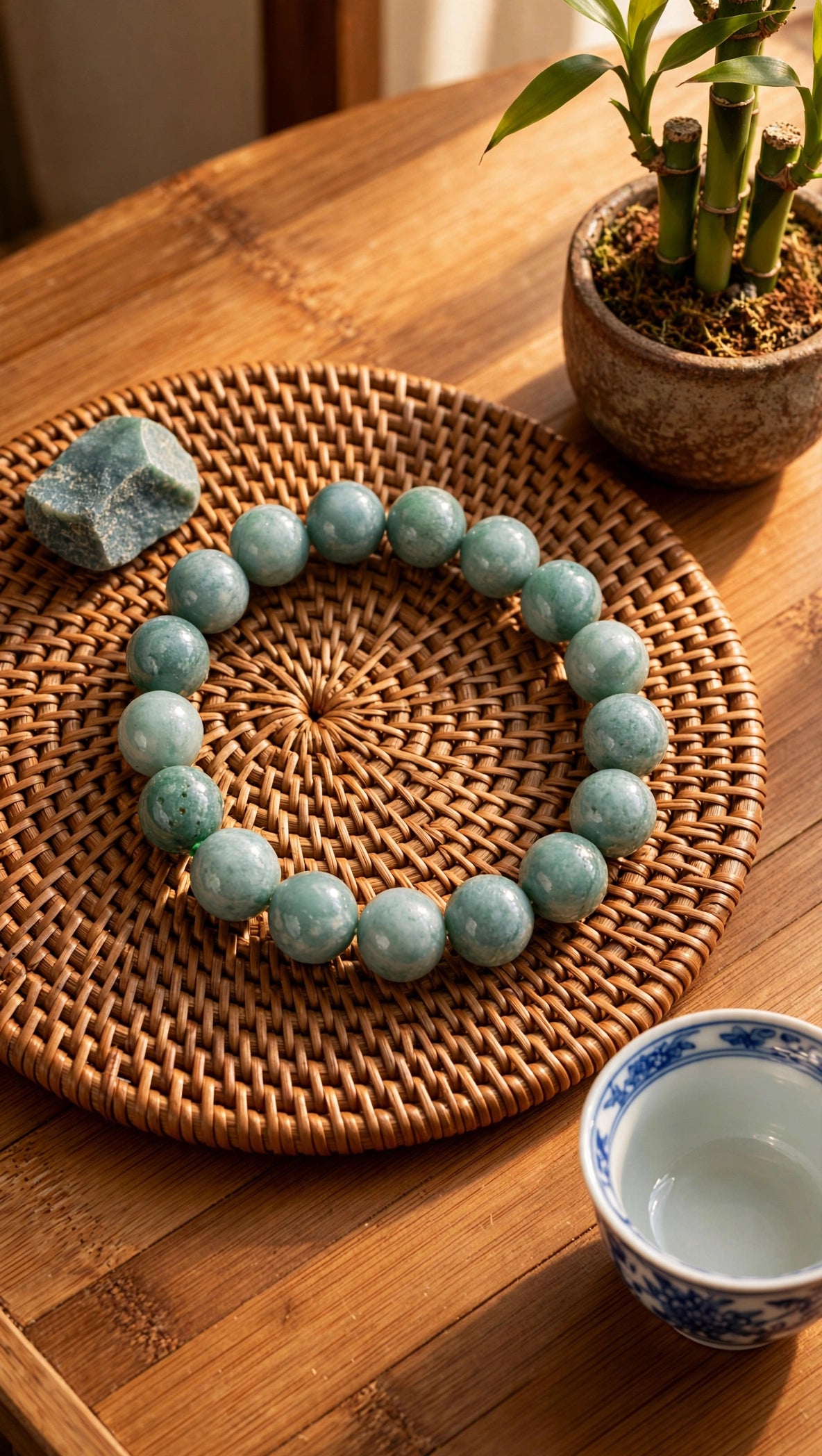 Blue Water Jade Statement Bead Bracelet (Limited Edition)