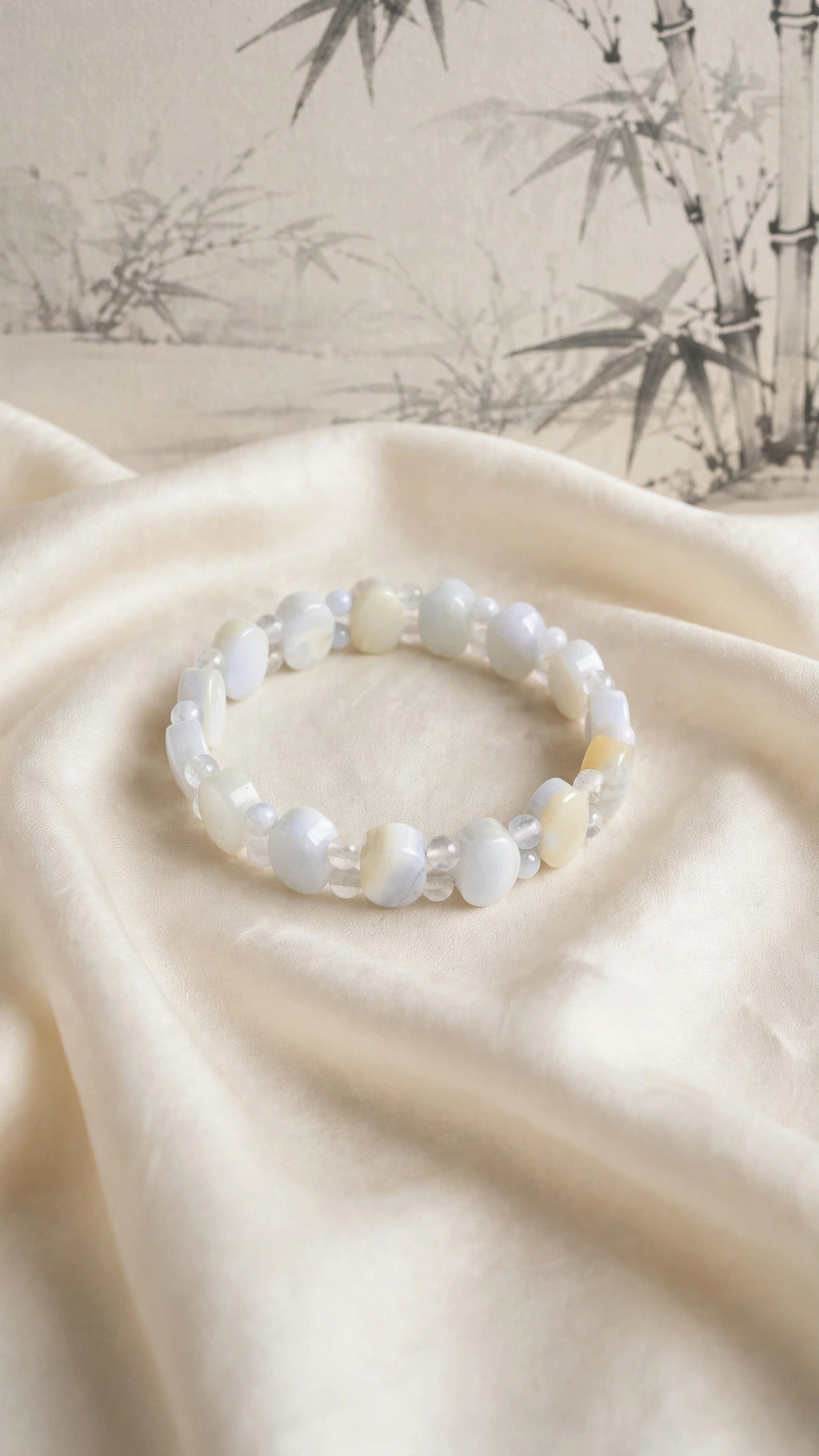 Gentle Waves: Natural Blue Lace Agate Oval Soft Bangle