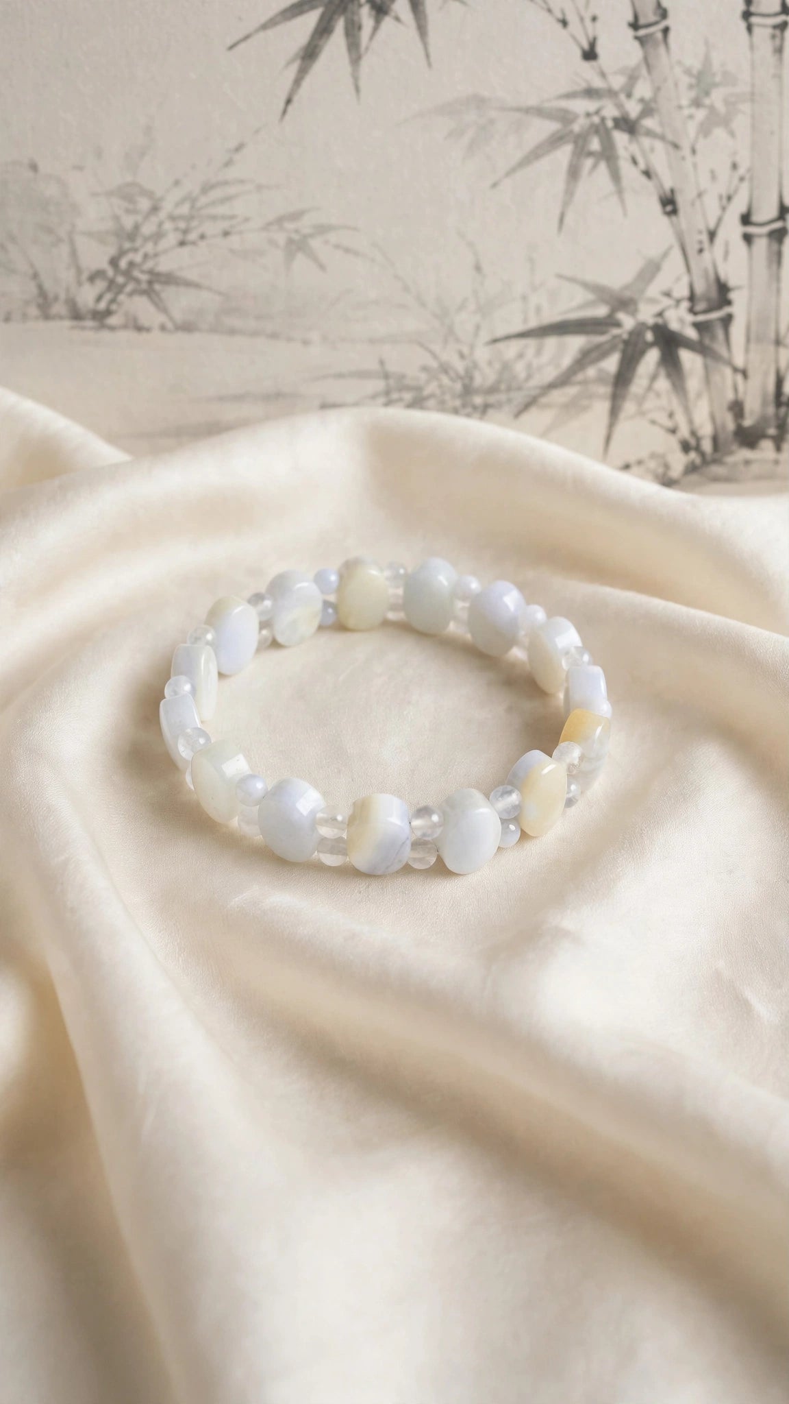 Gentle Waves: Natural Blue Lace Agate Oval Soft Bangle