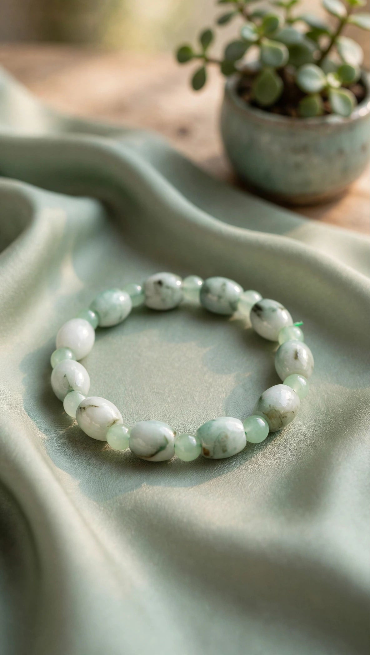 Burmese Jadeite Barrel & Bead Bracelet