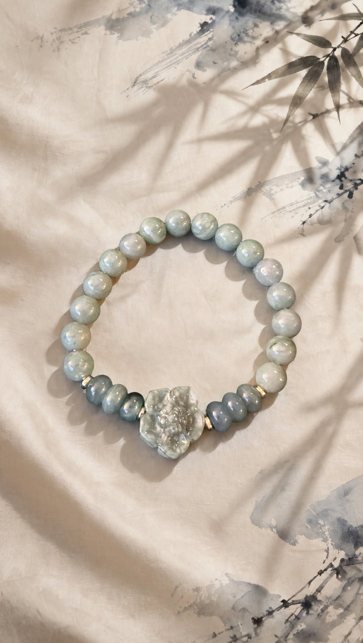 Celestial Bloom Blue Water Jade Sakura Bracelet