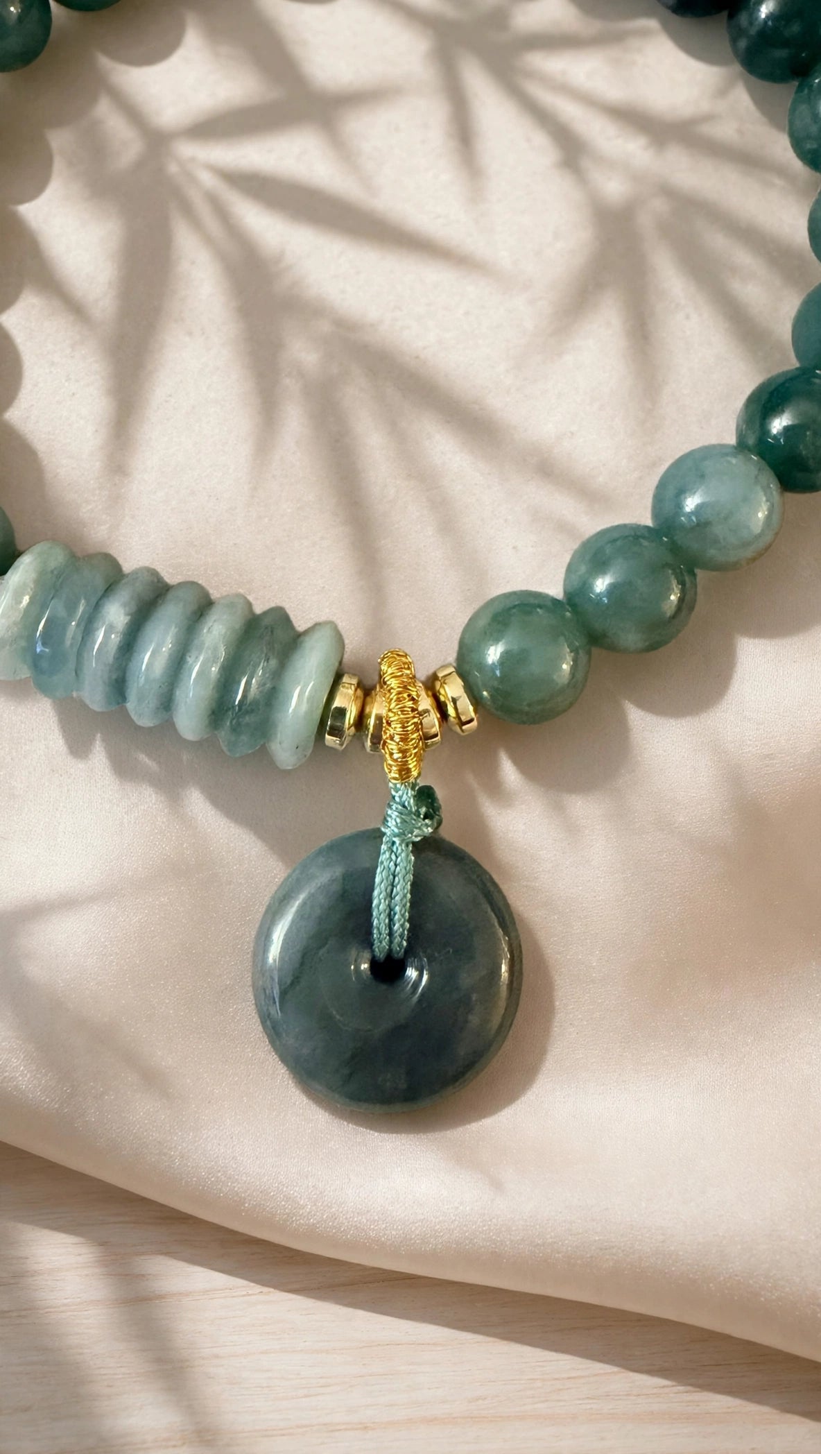Blue Water Jade Donut & Abacus Bead Lucky Bracelet