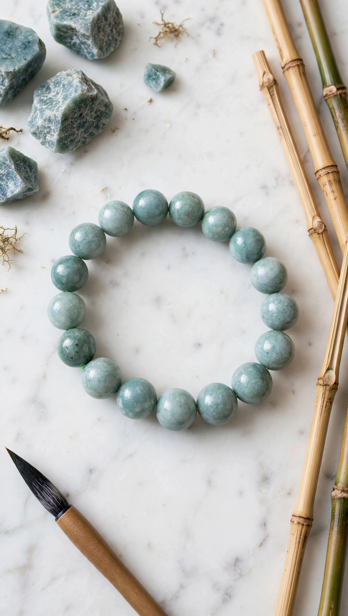 Blue Water Jade Statement Bead Bracelet (Limited Edition)