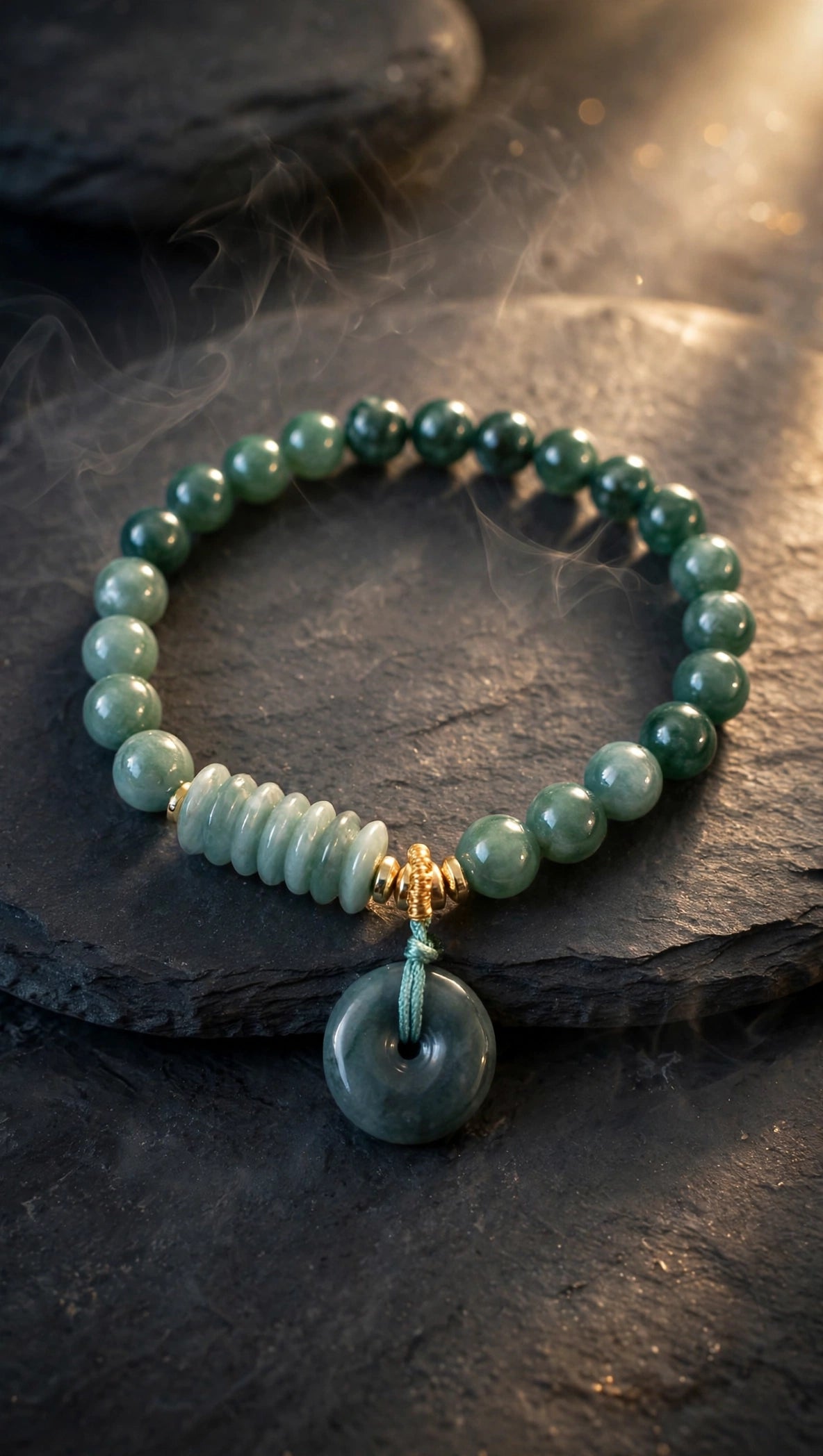 Blue Water Jade Donut & Abacus Bead Lucky Bracelet