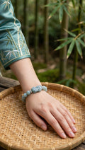 Guardian of Wealth: Natural Blue Water Jade 10 mm Bracelet with Carved Pixiu