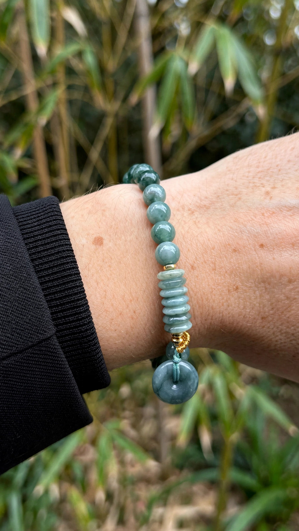 Blue Water Jade Donut & Abacus Bead Lucky Bracelet