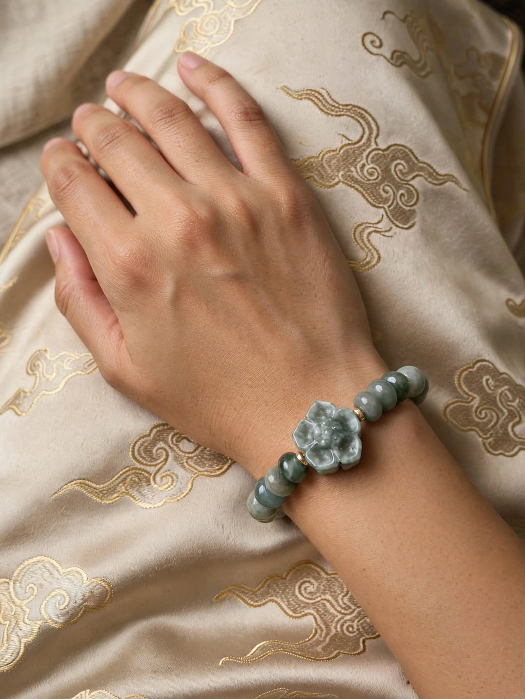 Celestial Bloom Blue Water Jade Sakura Bracelet