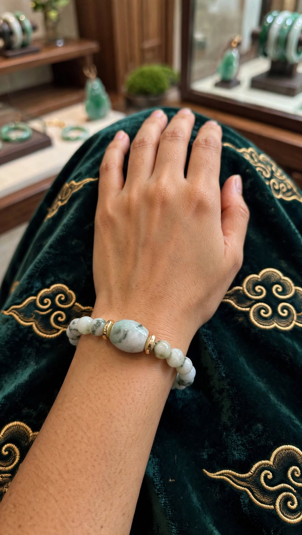 Zenith Jade Burmese Jadeite Barrel Bracelet