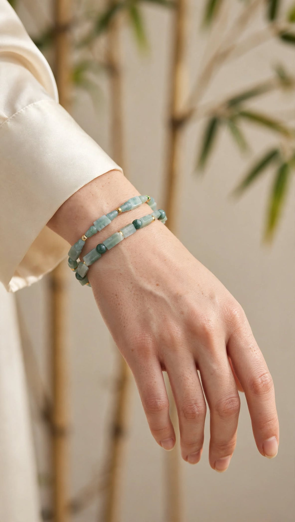 Natural Blue Water Jadeite Multi-Motif Bracelet Set (Set of 2)