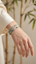 Natural Blue Water Jadeite Multi-Motif Bracelet Set (Set of 2)