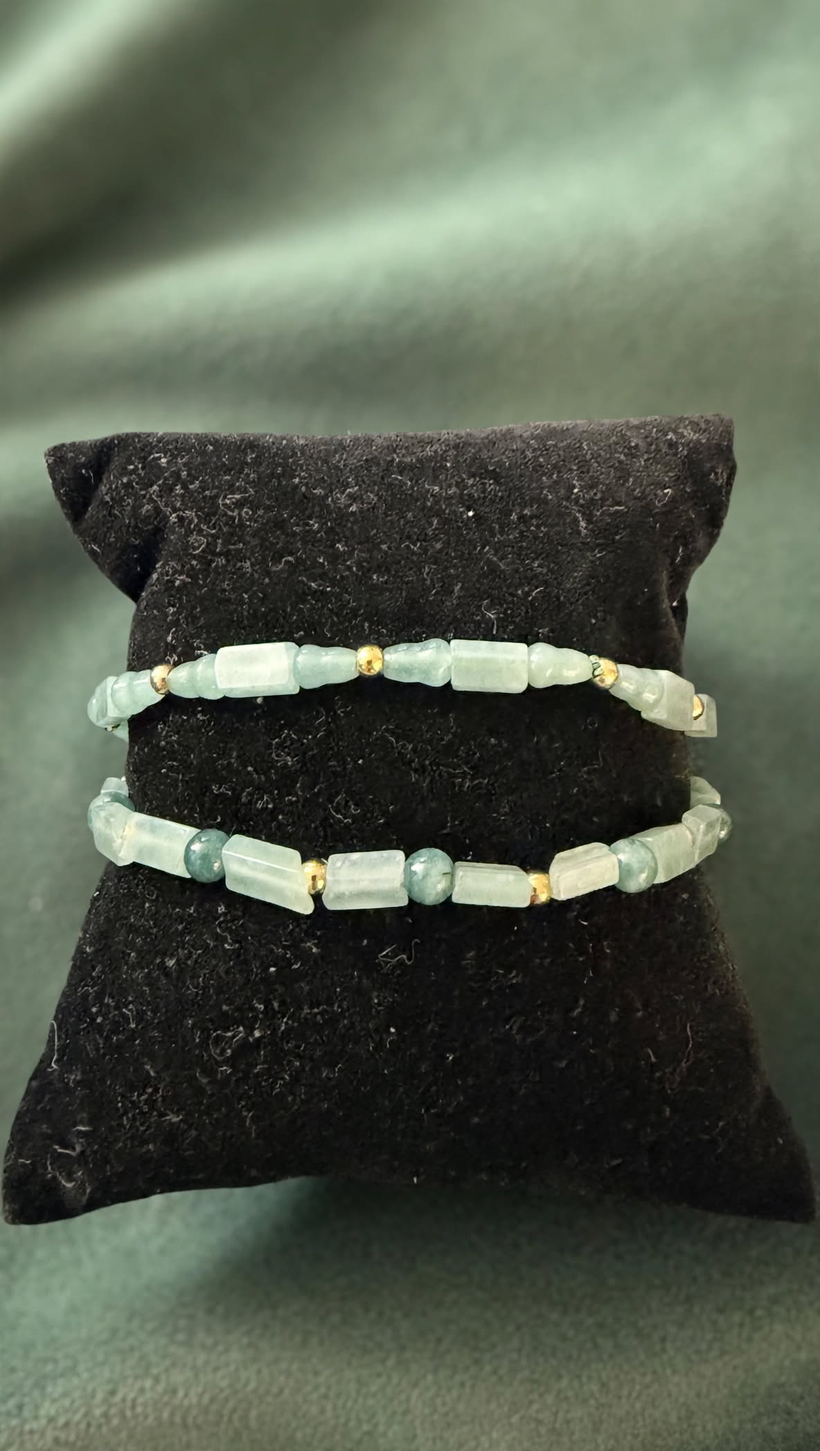 Natural Blue Water Jadeite Multi-Motif Bracelet Set (Set of 2)