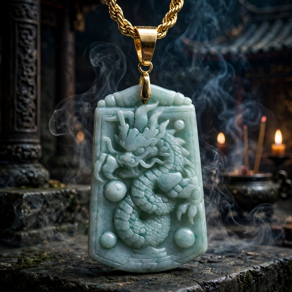 Burmese Jadeite Dragon Pendant Necklace