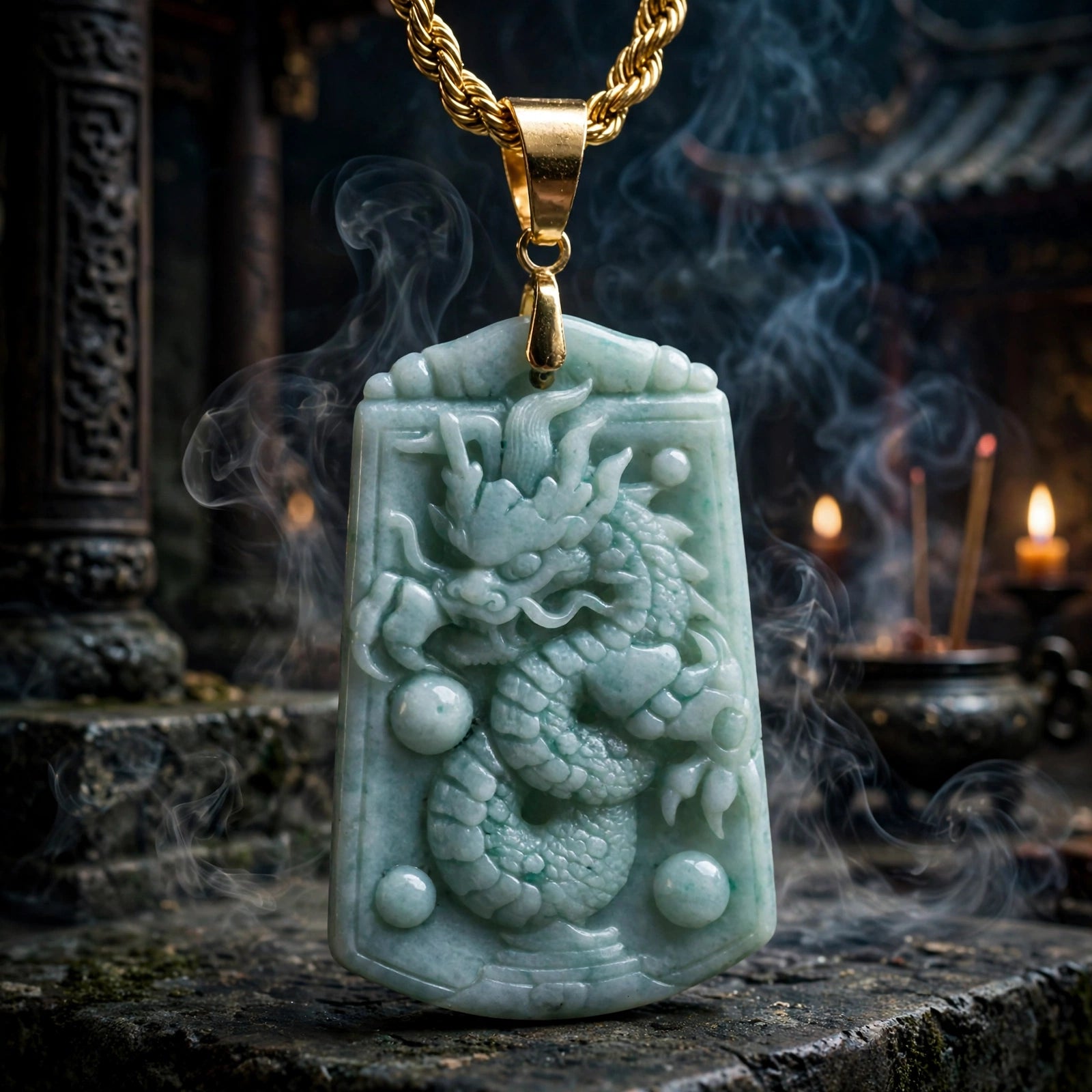 Burmese Jadeite Dragon Pendant Necklace