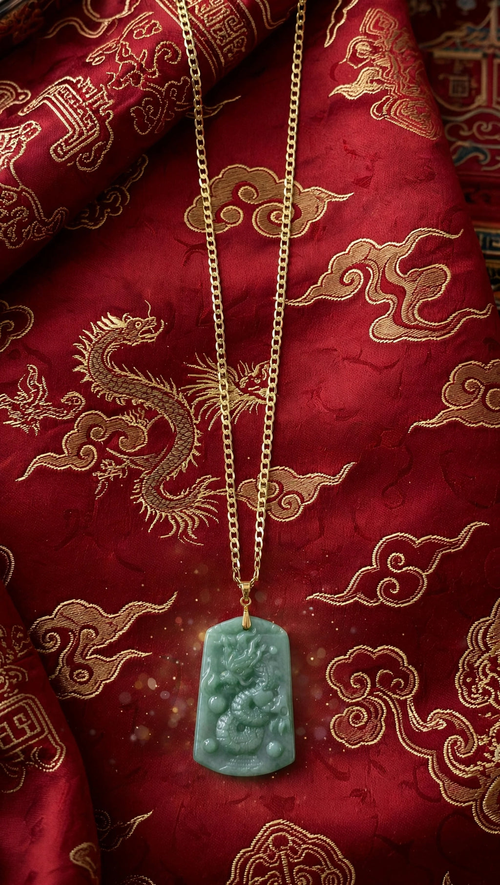 Burmese Jadeite Dragon Pendant Necklace