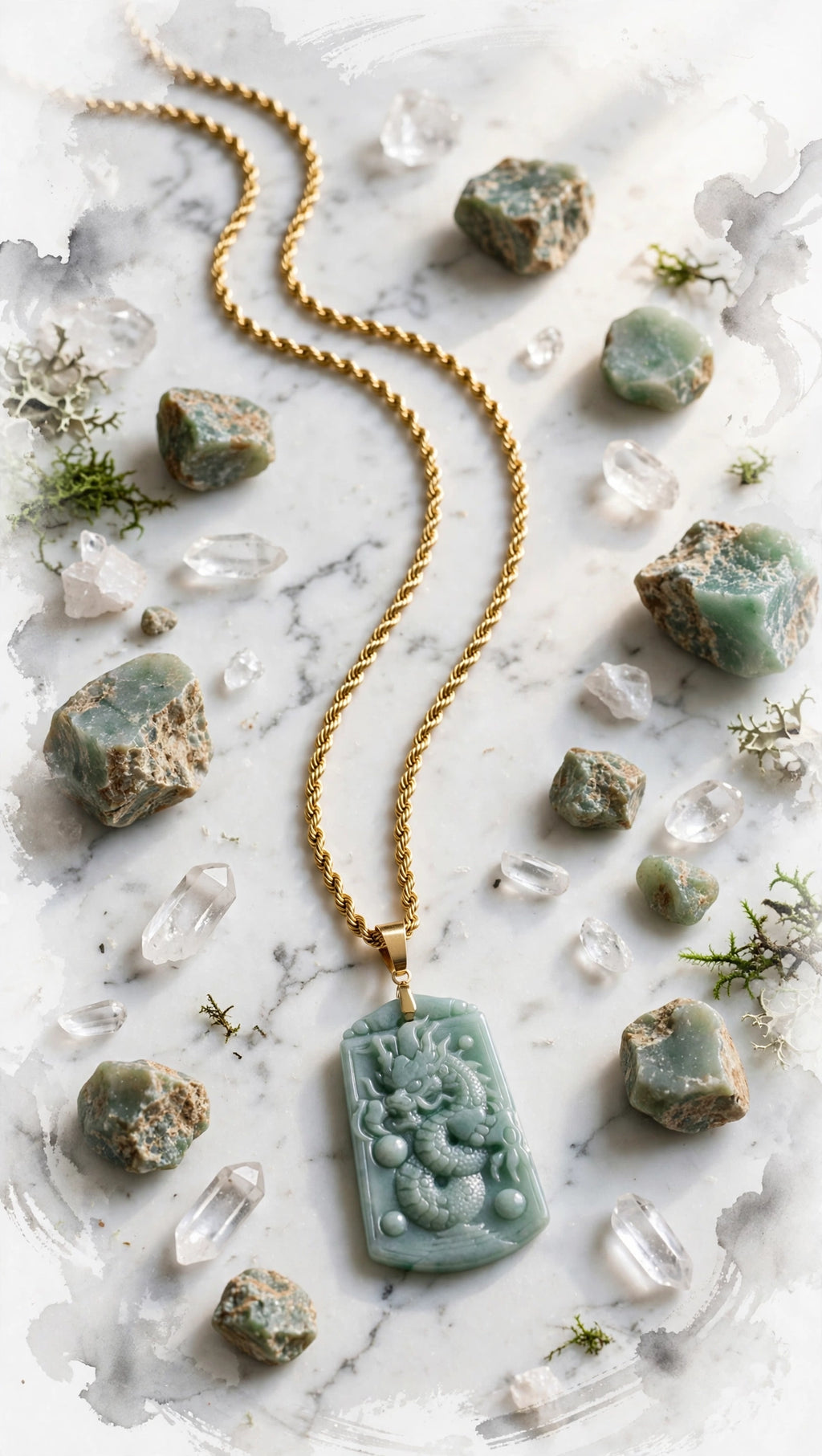Burmese Jadeite Dragon Pendant Necklace
