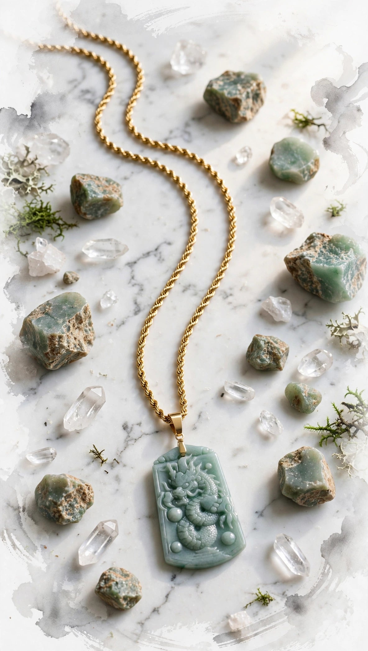 Burmese Jadeite Dragon Pendant Necklace