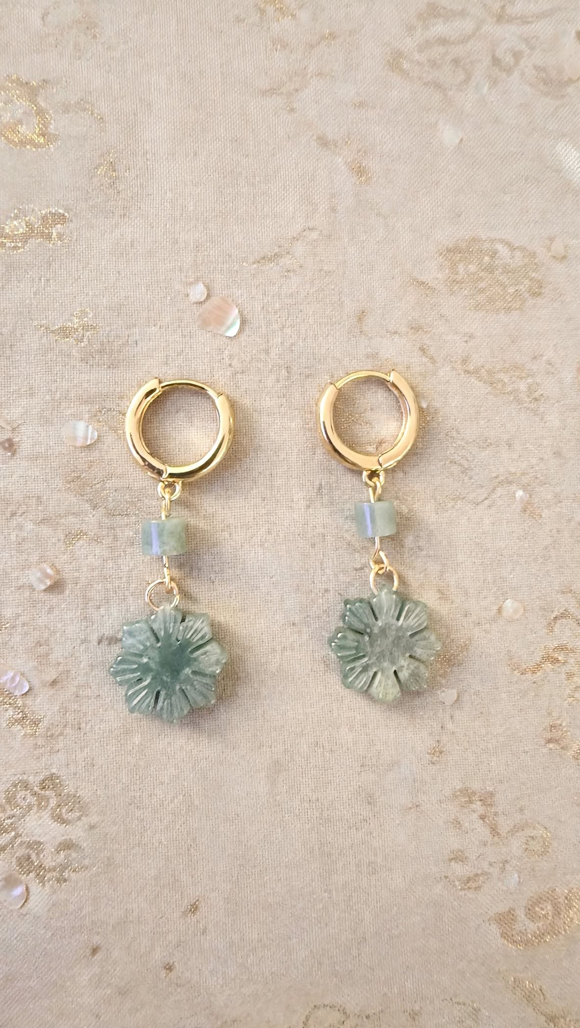 Exclusive Blue Water Jadeite "Philippine Sun" Huggie Hoop Earrings