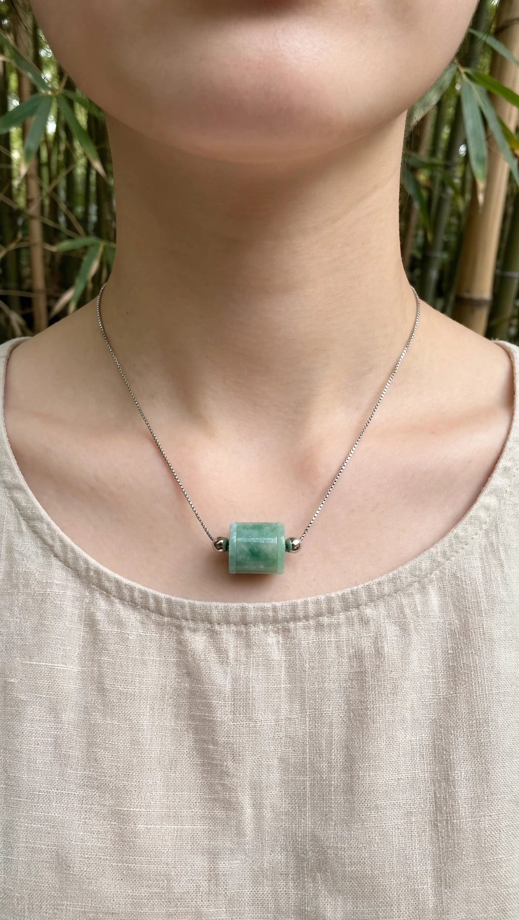 Dynamic Flow: Natural Type A Burmese Jadeite Lu Lu Tong Slider Necklace