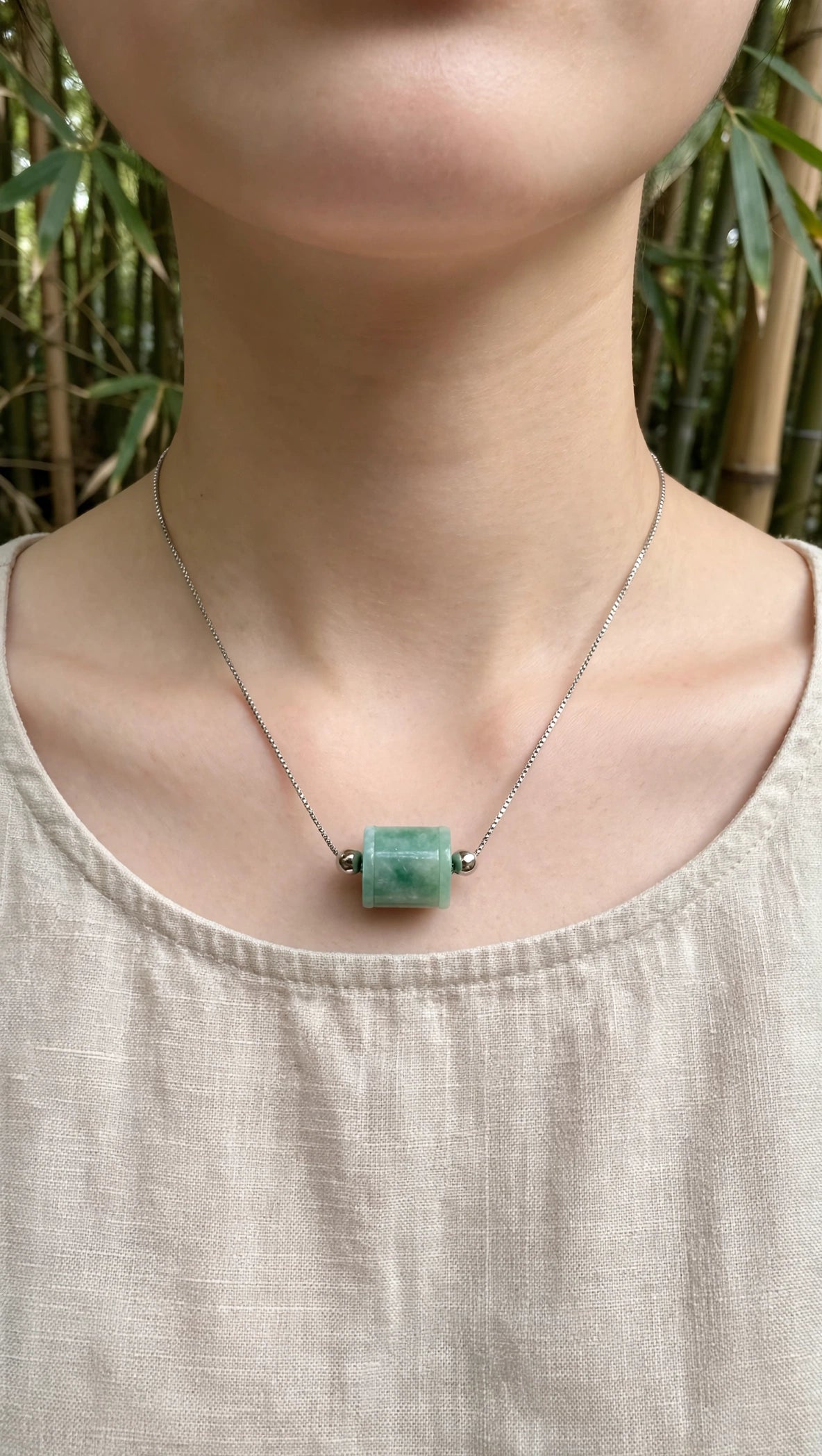 Dynamic Flow: Natural Type A Burmese Jadeite Lu Lu Tong Slider Necklace