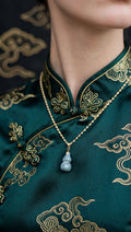 Natural Blue Water Jadeite "Hulu" Gold-Filled Rope Necklace