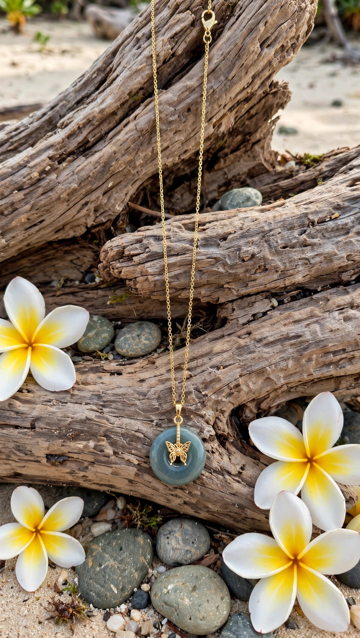 Whimsical Harmony: Natural Blue Water Jadeite Donut Butterfly Necklace