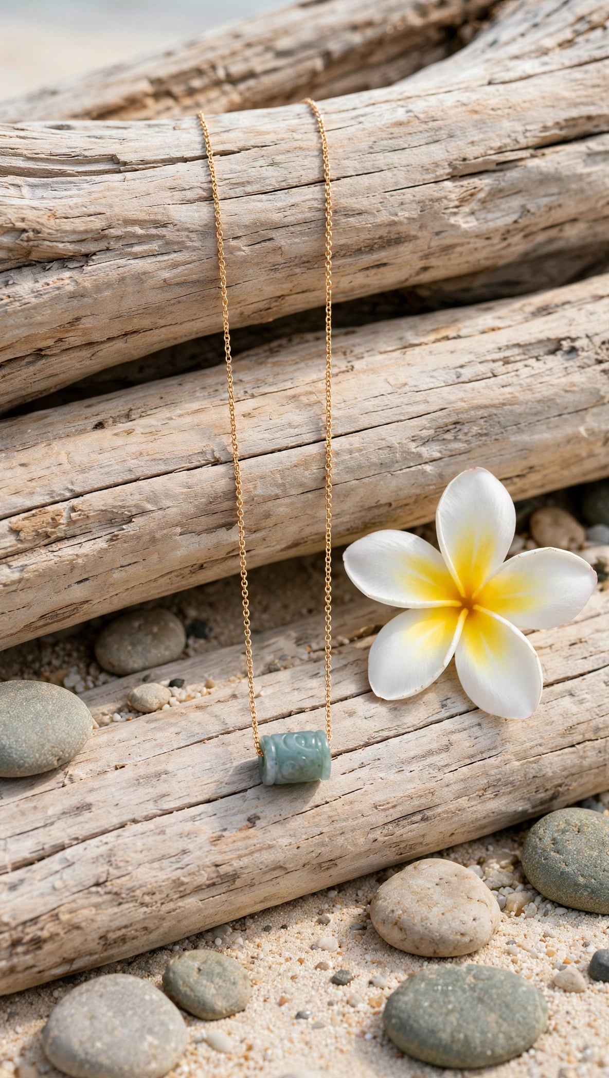 Fluid Momentum: Natural Blue Water Jade Lu Lu Tong Necklace
