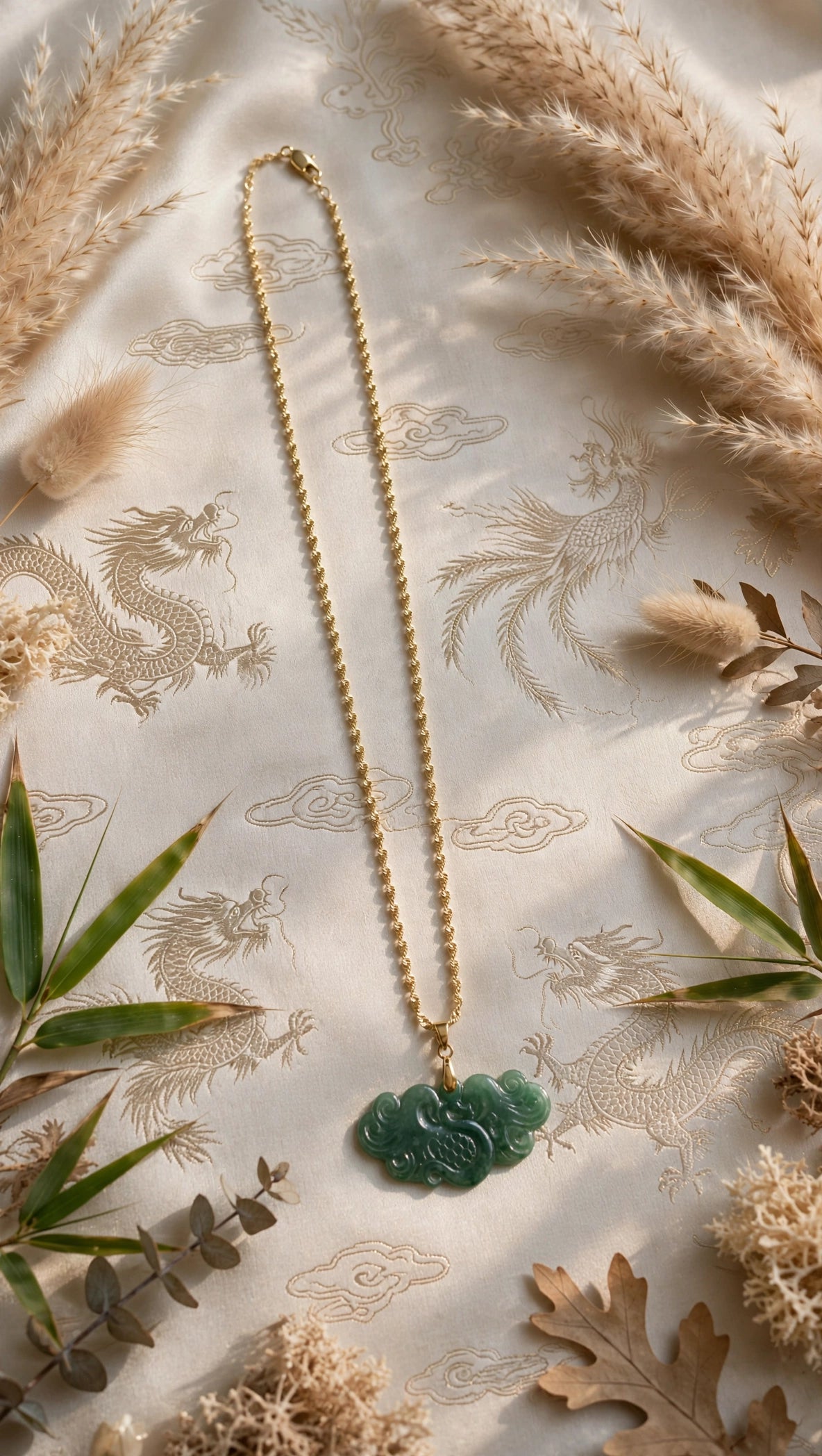 Blue Water Jade Phoenix Pendant Necklace