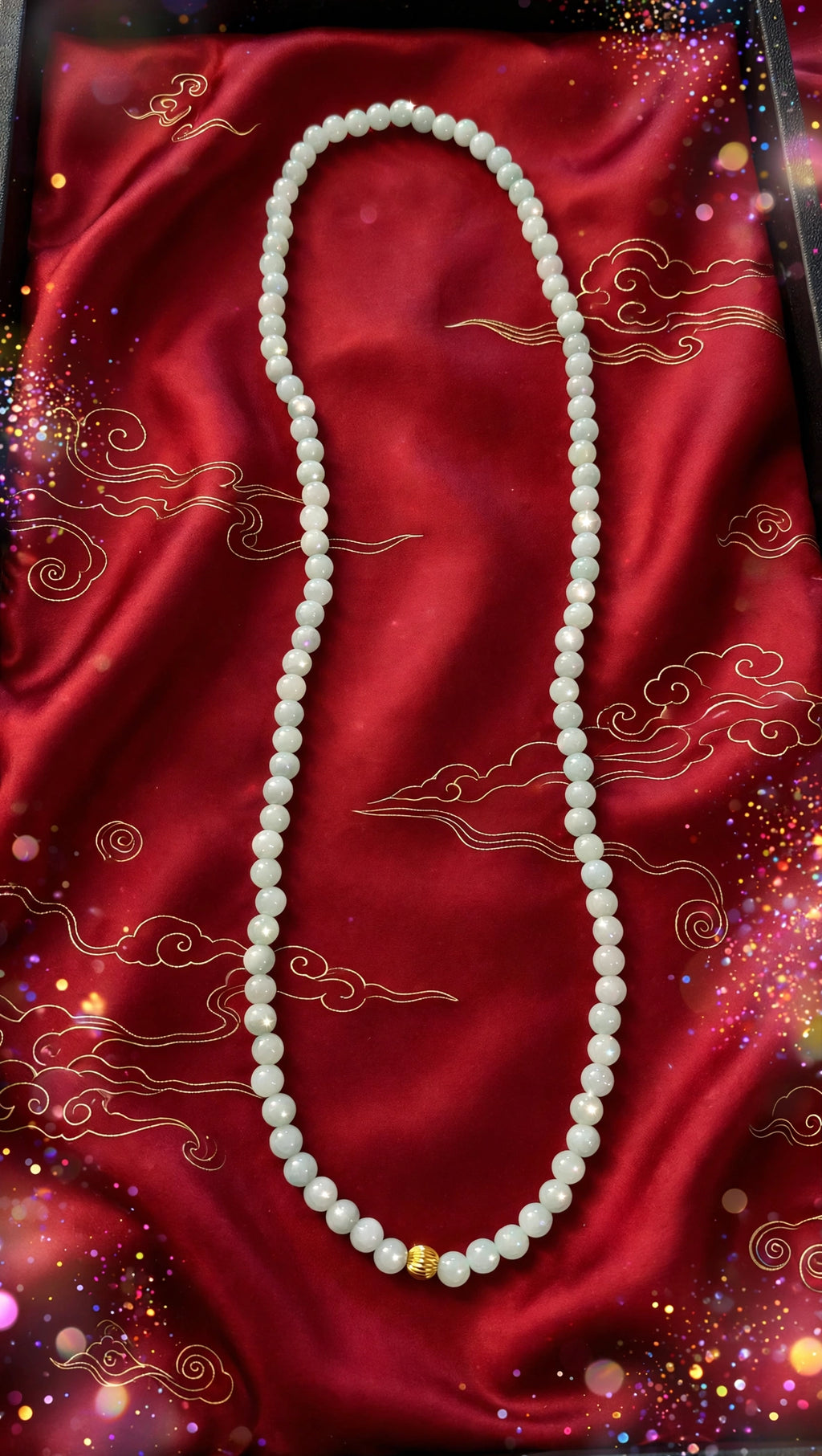 Burmese Jadeite Continuous Necklace with 18K Gold Filled Bead