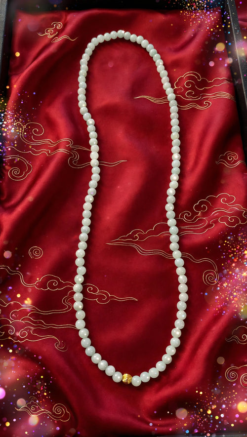 Burmese Jadeite Continuous Necklace with 18K Gold Filled Bead