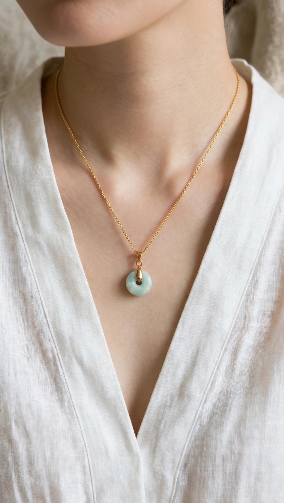Dainty Harmony: Natural Type A Burmese Jadeite Mini Donut Necklace