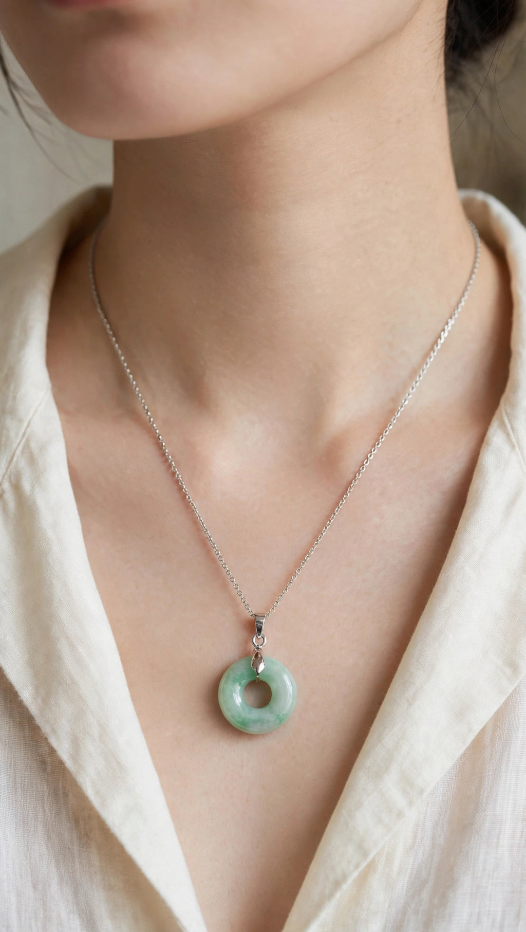 Timeless Harmony: Natural Type A Burmese Jadeite Donut Necklace
