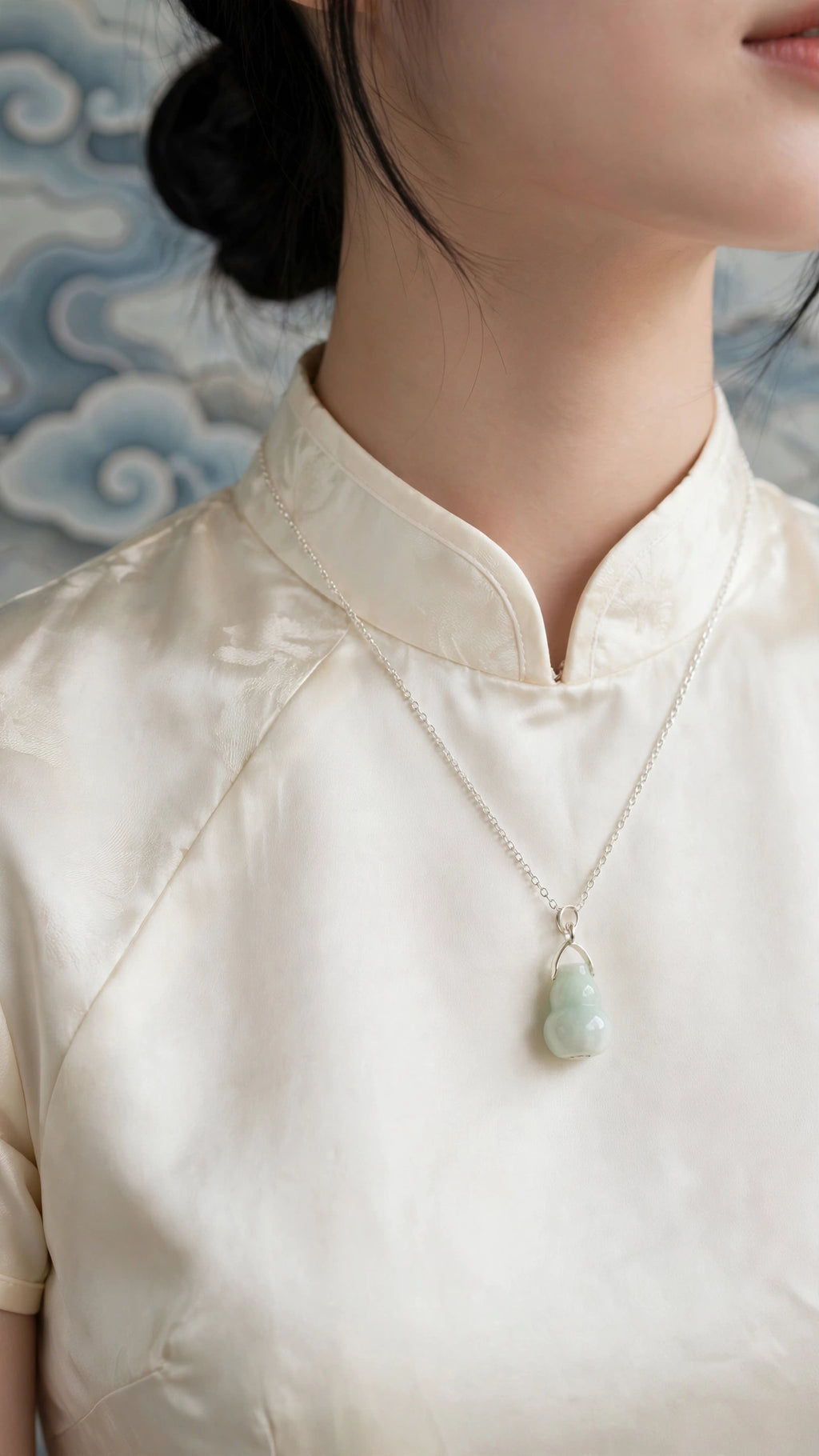 Auspicious Blessing: Natural Burmese Jadeite Hulu Pendant Necklace