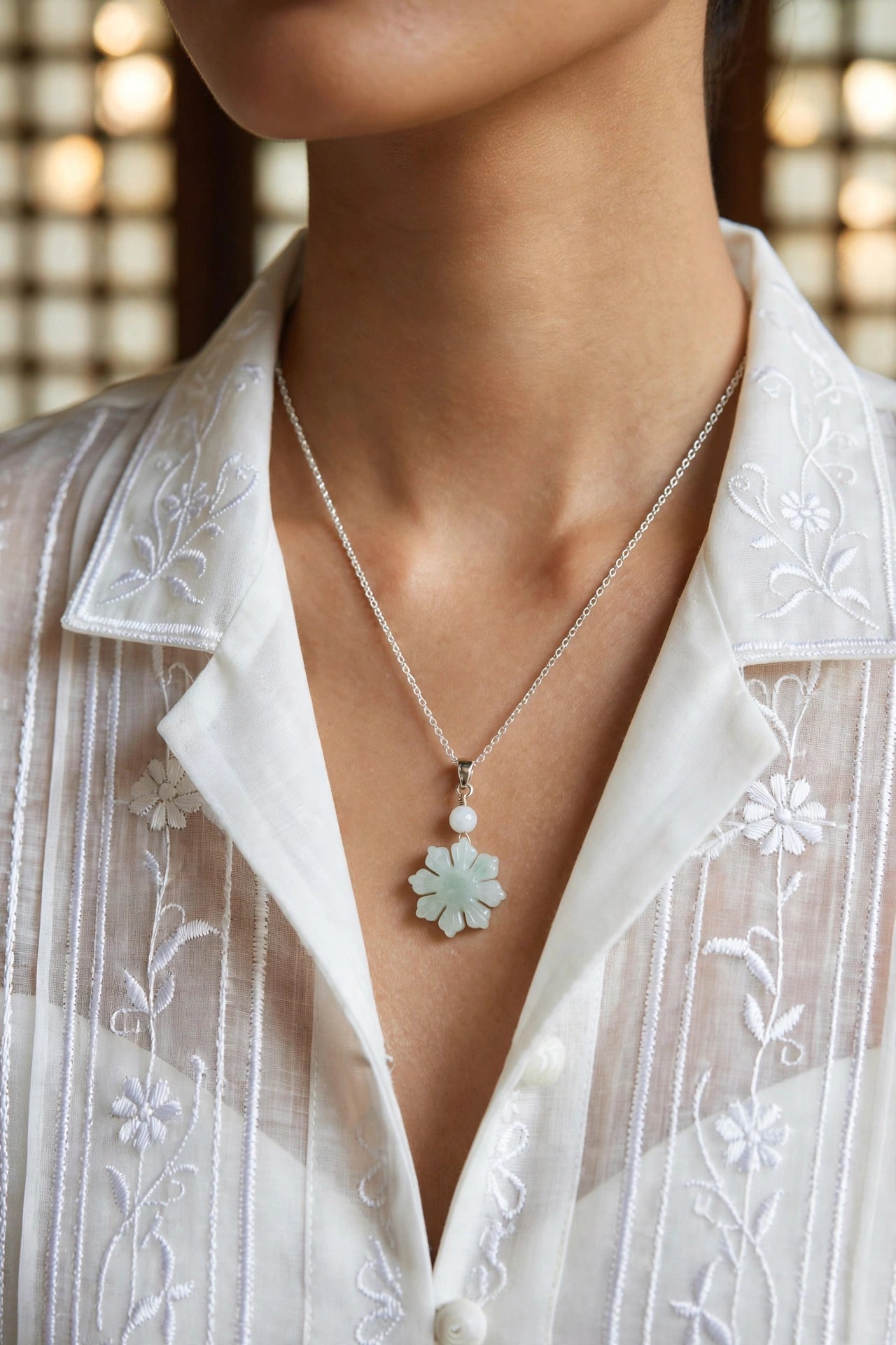 Burmese Jadeite Philippine Sun Pendant Necklace