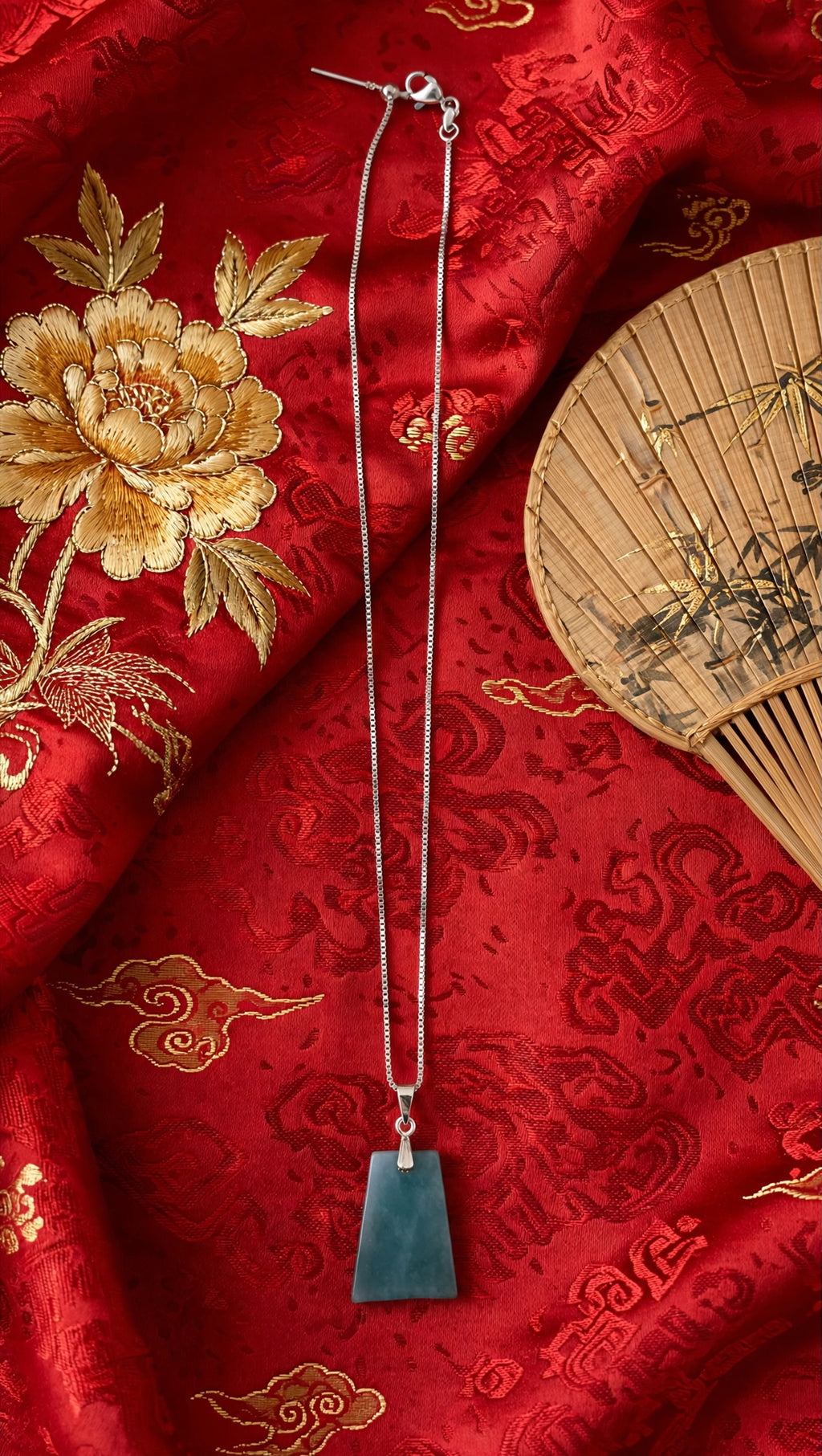 Quiet Strength: Natural Blue Water Jade Dainty Wushi Tag Necklace