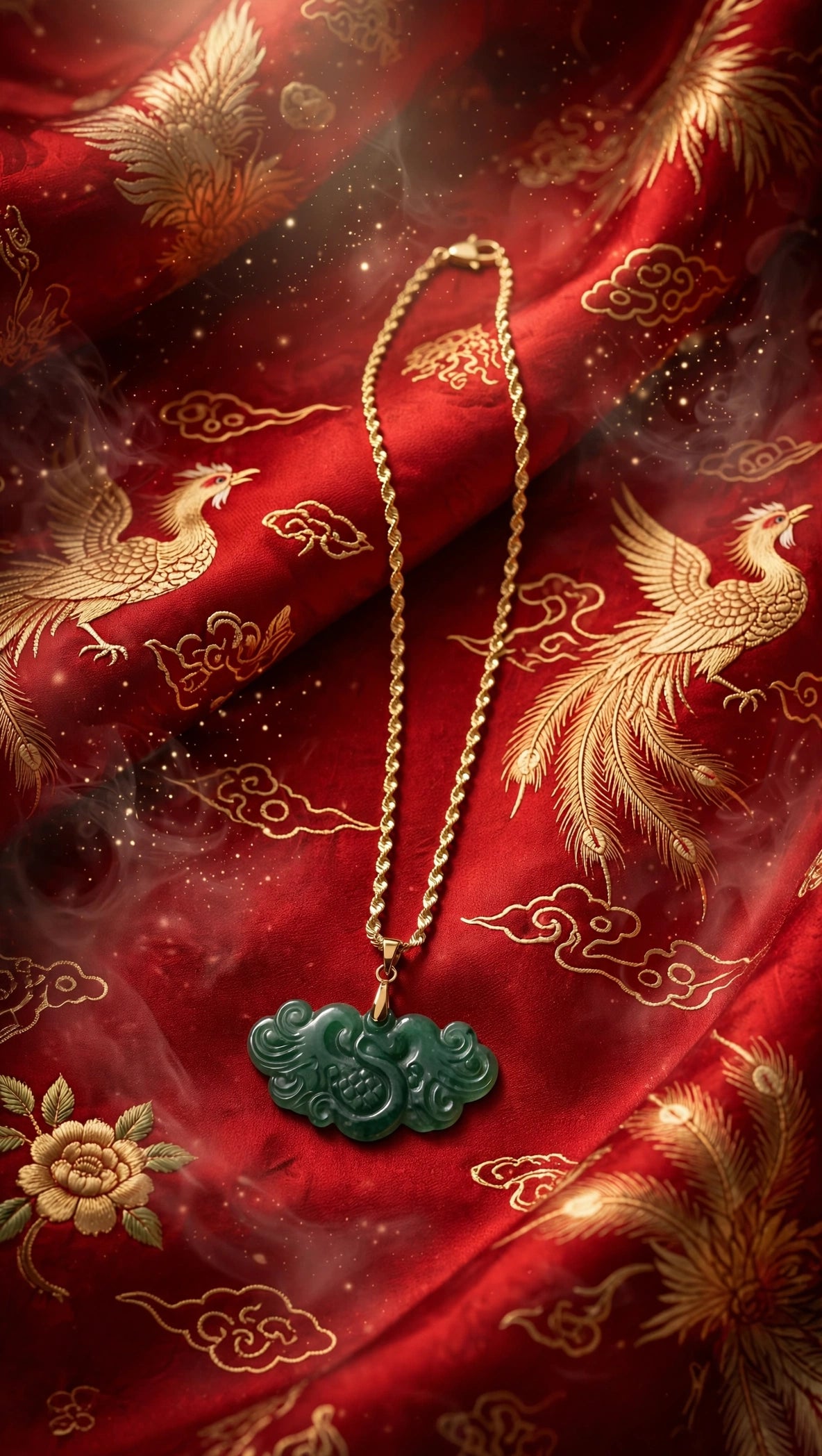 Blue Water Jade Phoenix Pendant Necklace