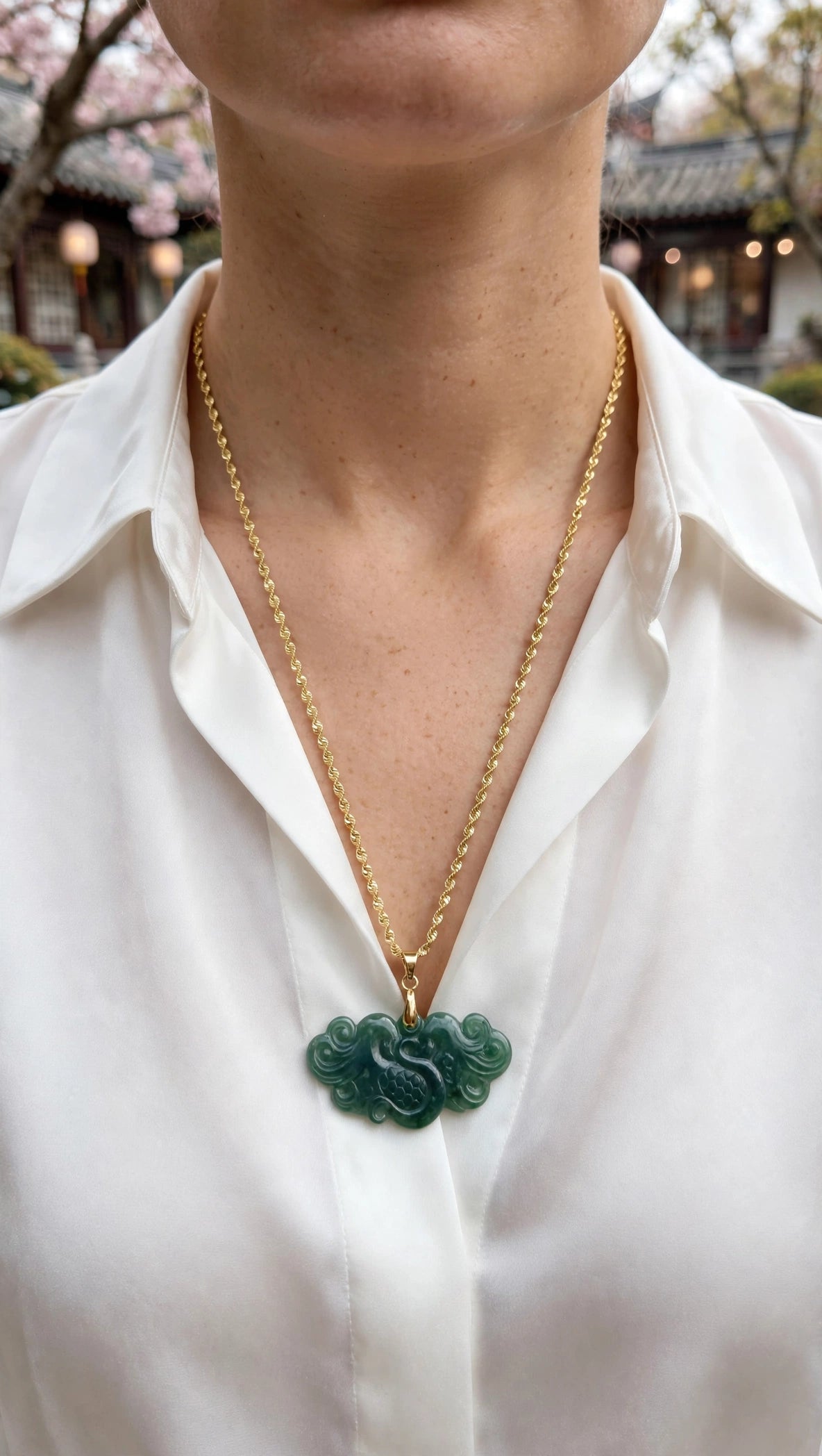 Blue Water Jade Phoenix Pendant Necklace