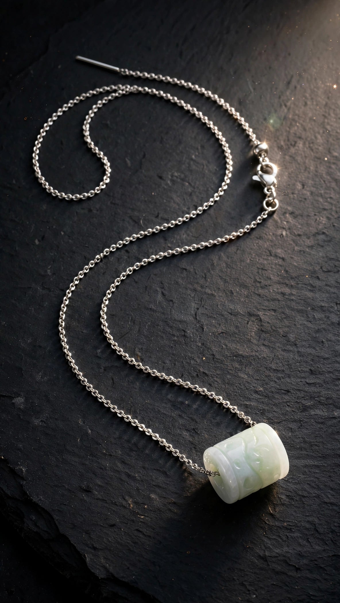 Seamless Prosperity: Natural Burmese Jadeite "Lu Lu Tong" Silver Necklace